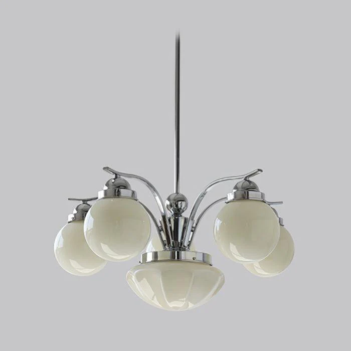 Lustra Chandelier Retro Chic Globe White Glass - Image 5