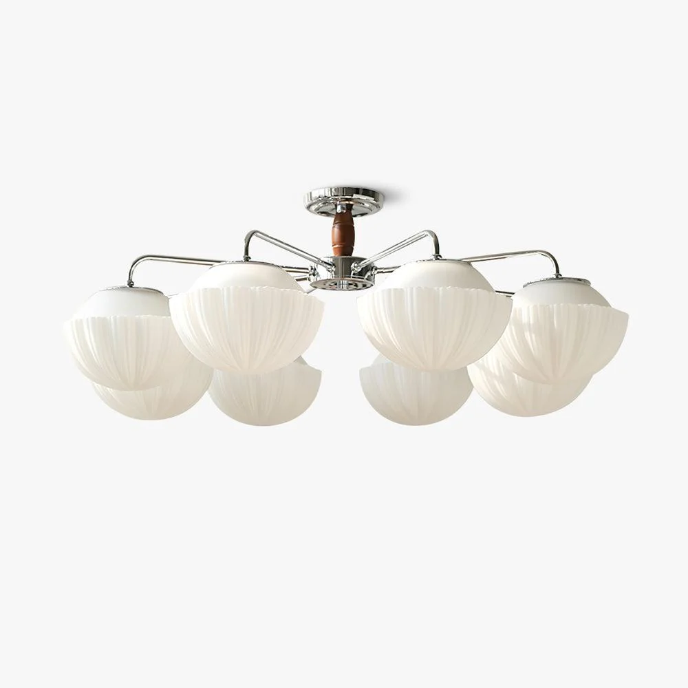 Lustra Chandelier Retro Glass Chrome Wood