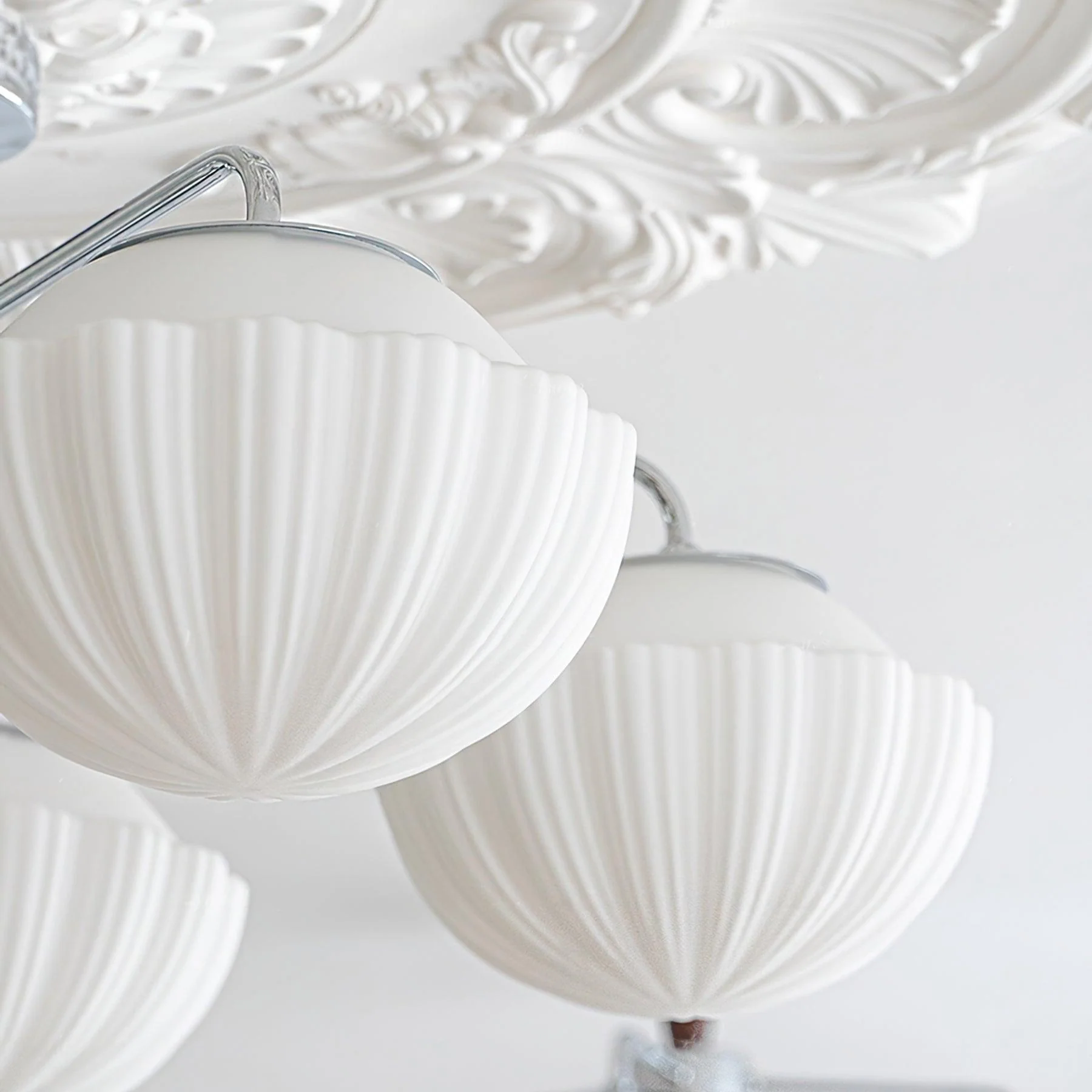 Lustra Chandelier Retro Glass Chrome Wood - Image 15