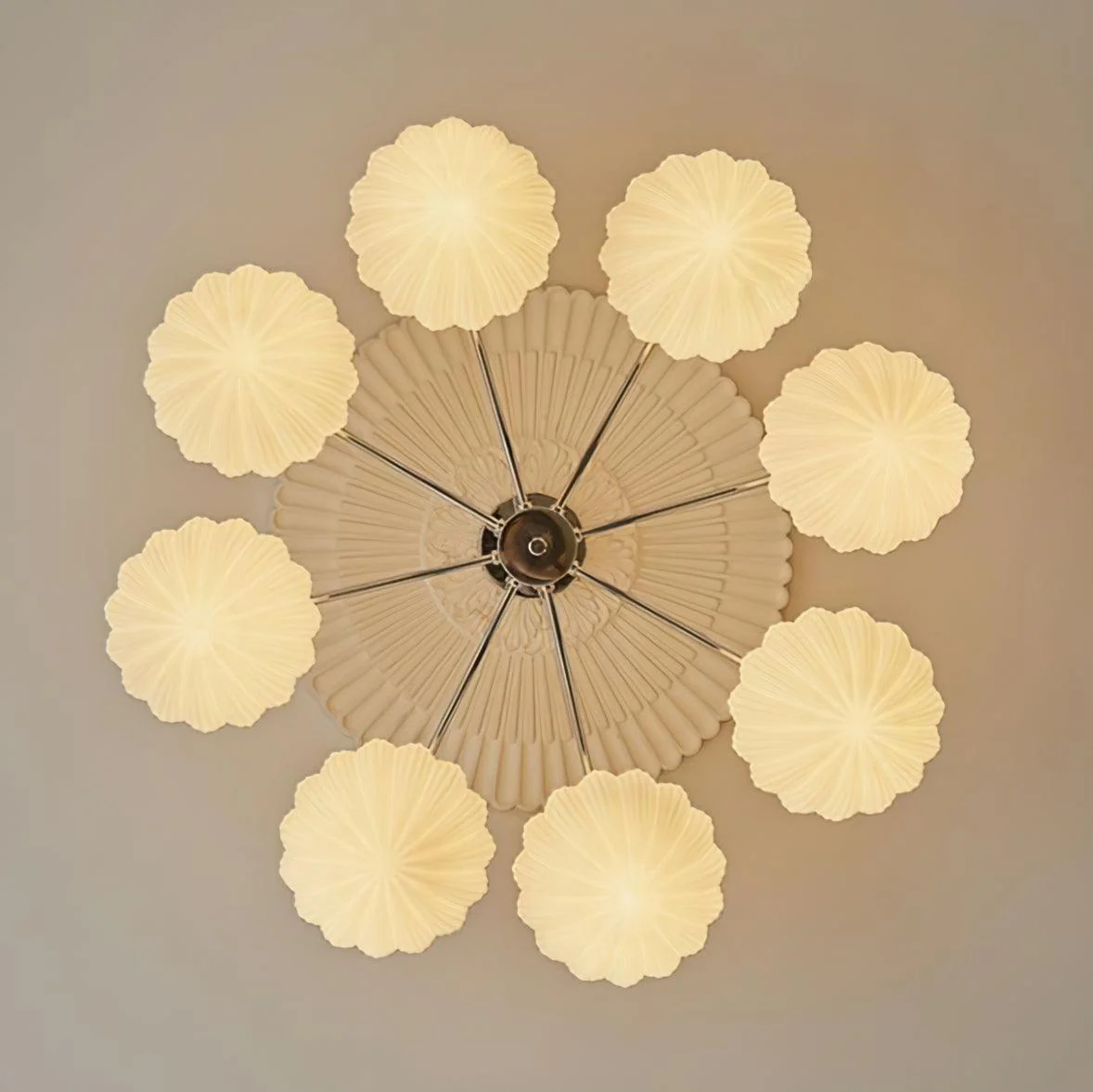 Lustra Chandelier Retro Glass Chrome Wood - Image 5