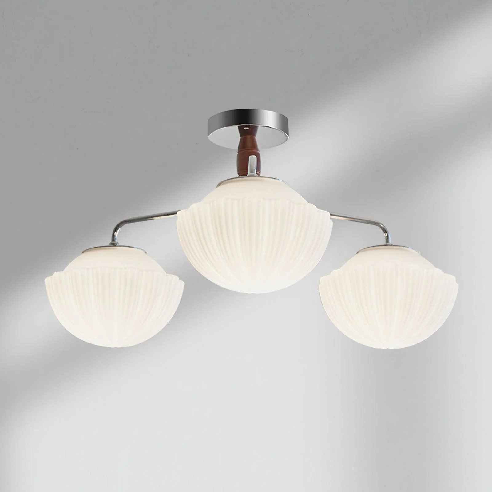 Lustra Chandelier Retro Glass Chrome Wood - Image 6
