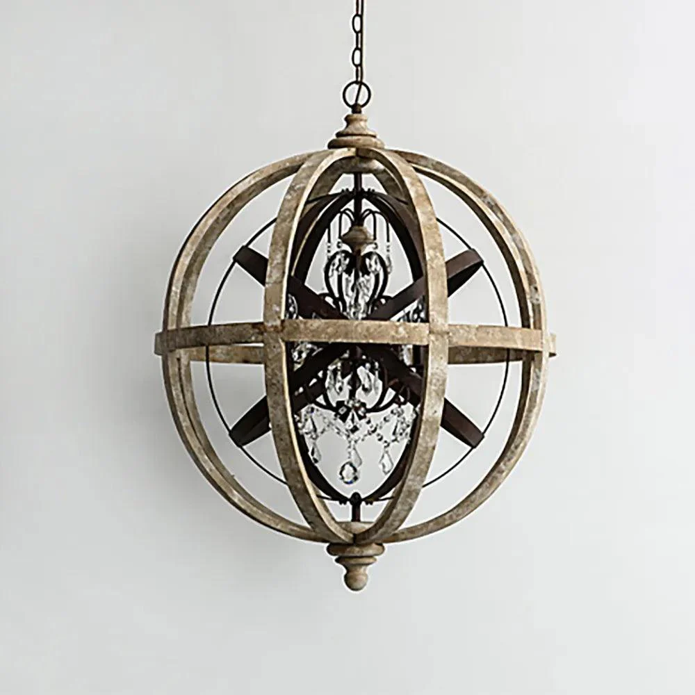 Lustra Chandelier Retro Globe with Weathered Wood - Image 23