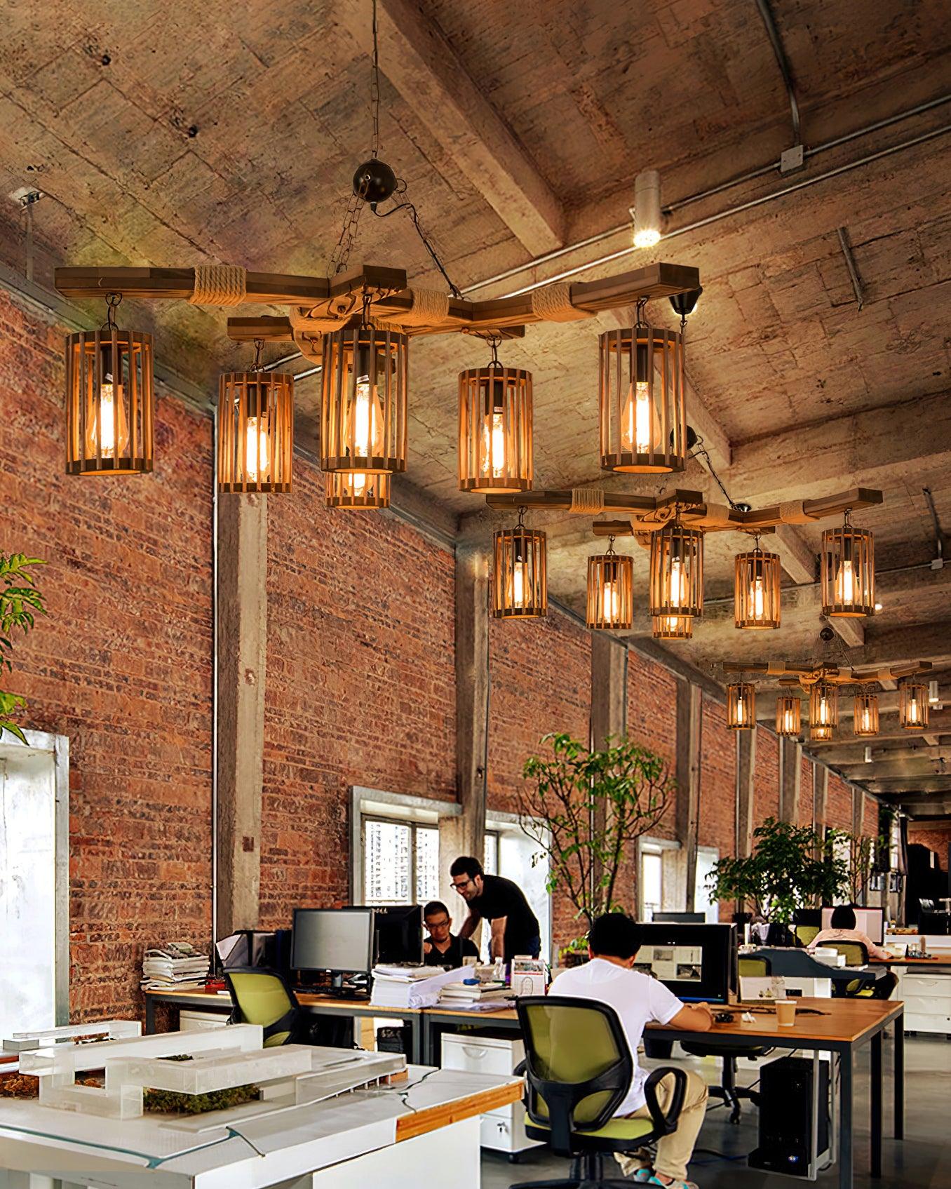 Lustra Chandelier Retro Solid Wood Industrial - Image 13