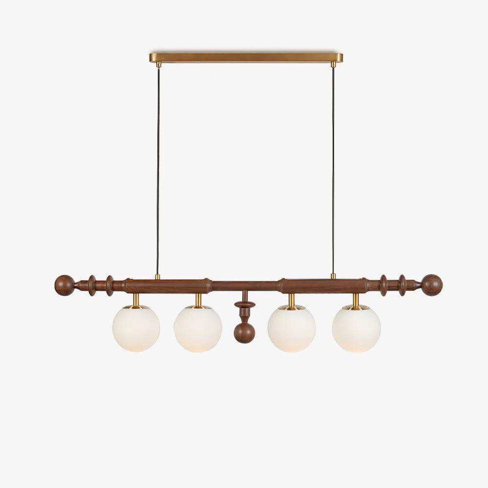 Lustra Chandelier Roman Column Walnut Wood Glass