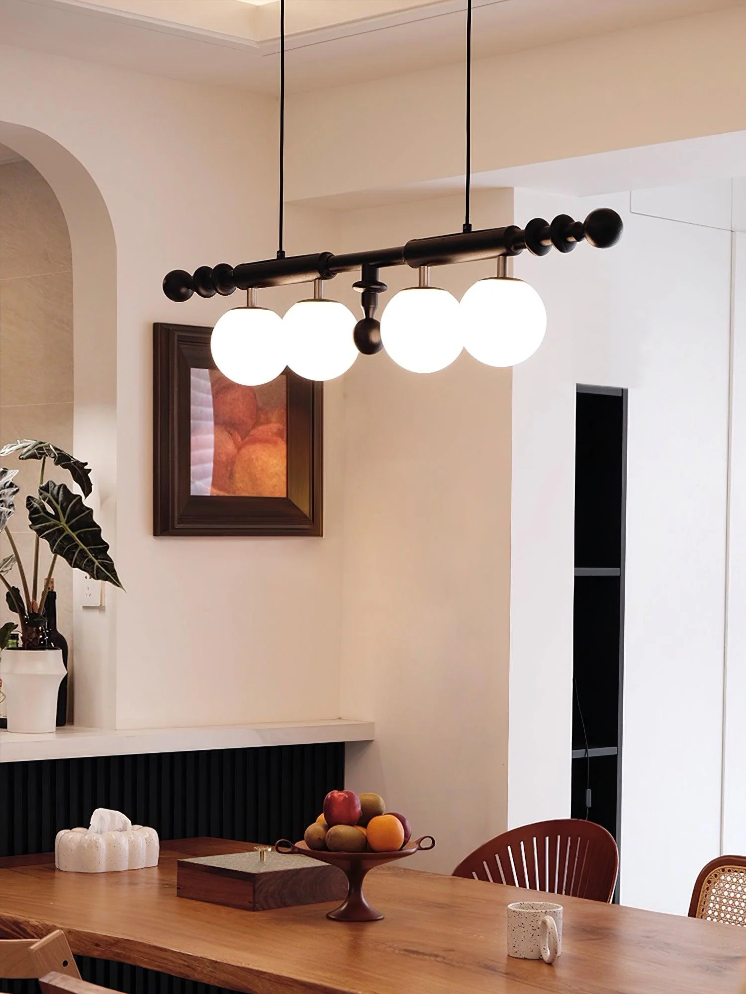 Lustra Chandelier Roman Column Walnut Wood Glass - Image 12