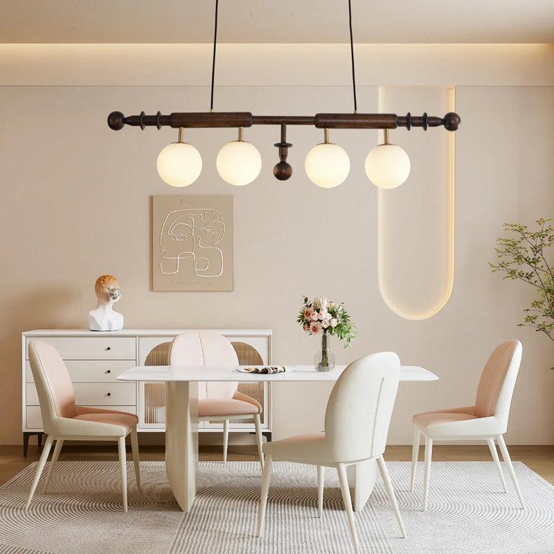 Lustra Chandelier Roman Column Walnut Wood Glass - Image 15
