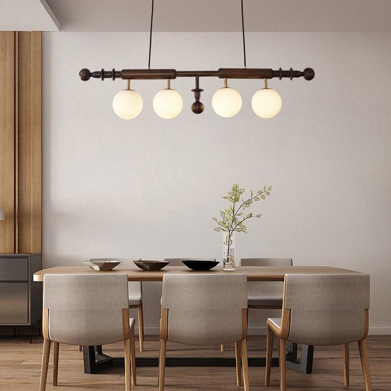 Lustra Chandelier Roman Column Walnut Wood Glass - Image 16