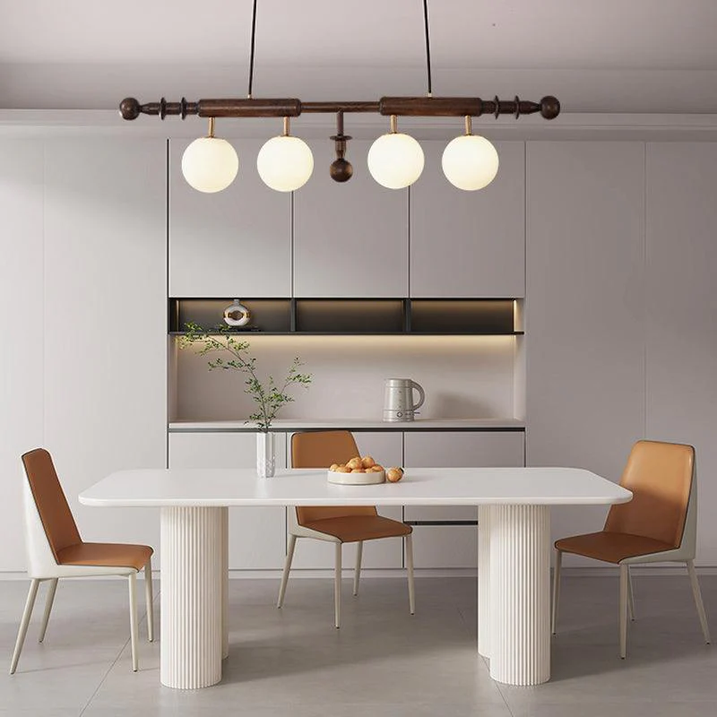 Lustra Chandelier Roman Column Walnut Wood Glass - Image 17