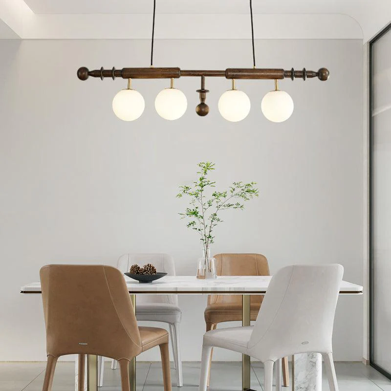 Lustra Chandelier Roman Column Walnut Wood Glass - Image 18