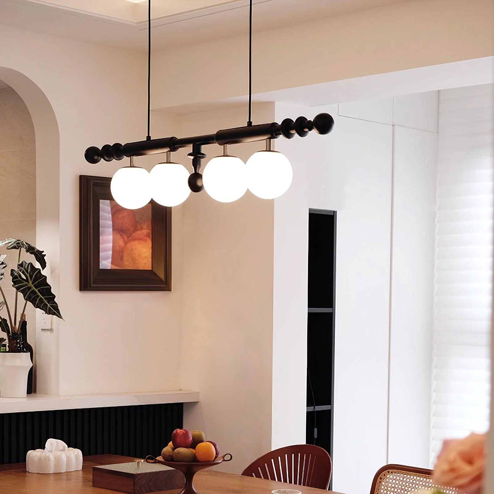 Lustra Chandelier Roman Column Walnut Wood Glass - Image 19