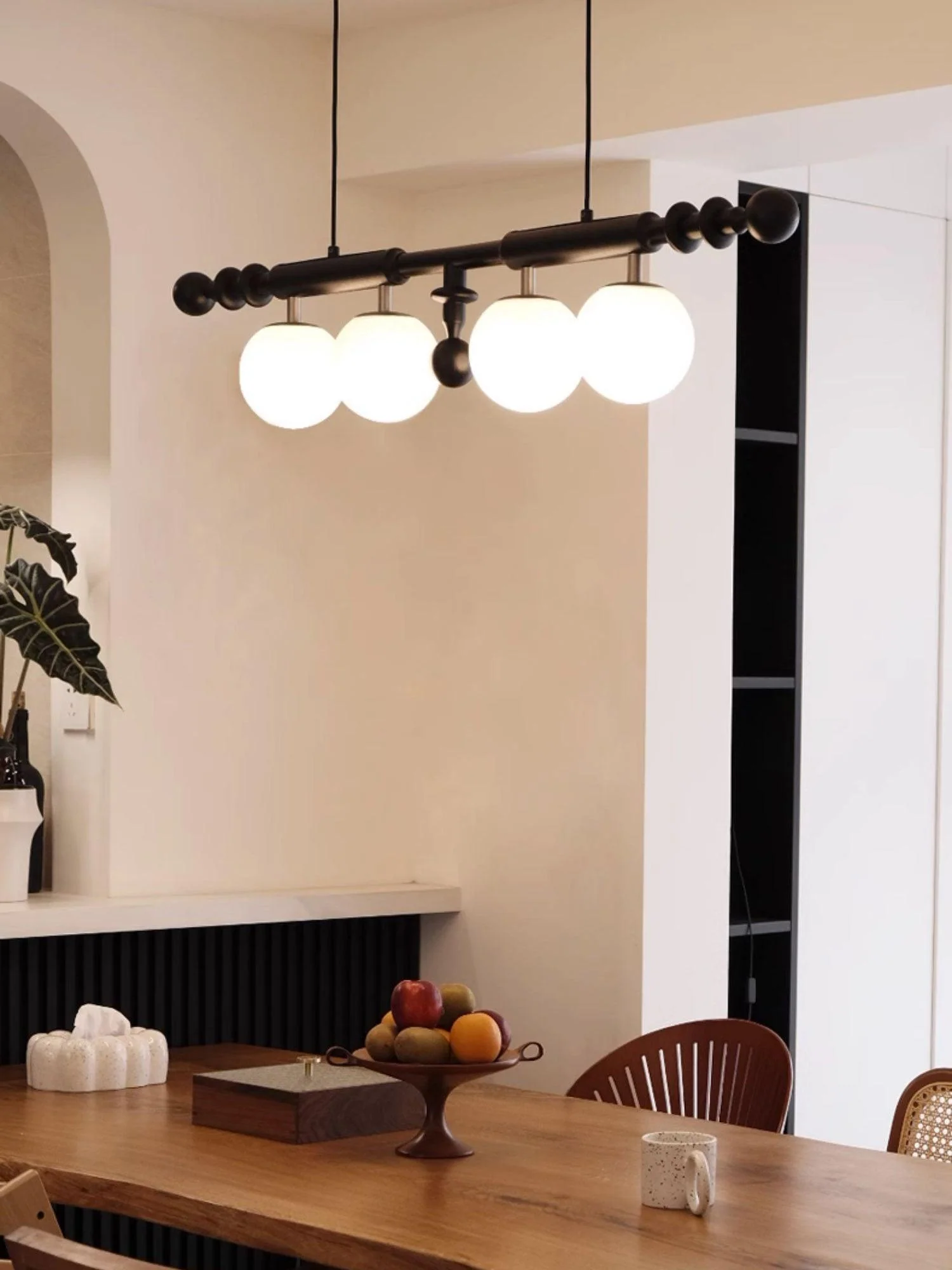 Lustra Chandelier Roman Column Walnut Wood Glass - Image 25