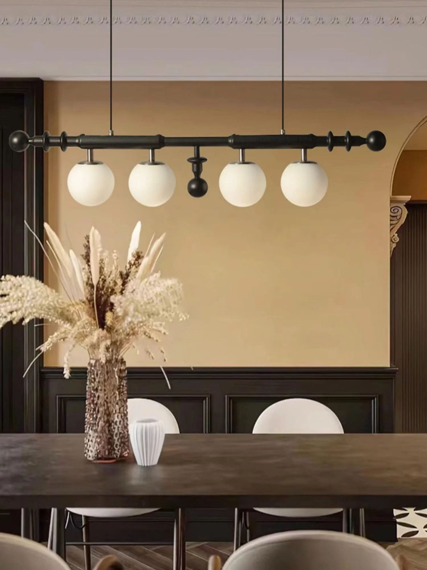 Lustra Chandelier Roman Column Walnut Wood Glass - Image 27