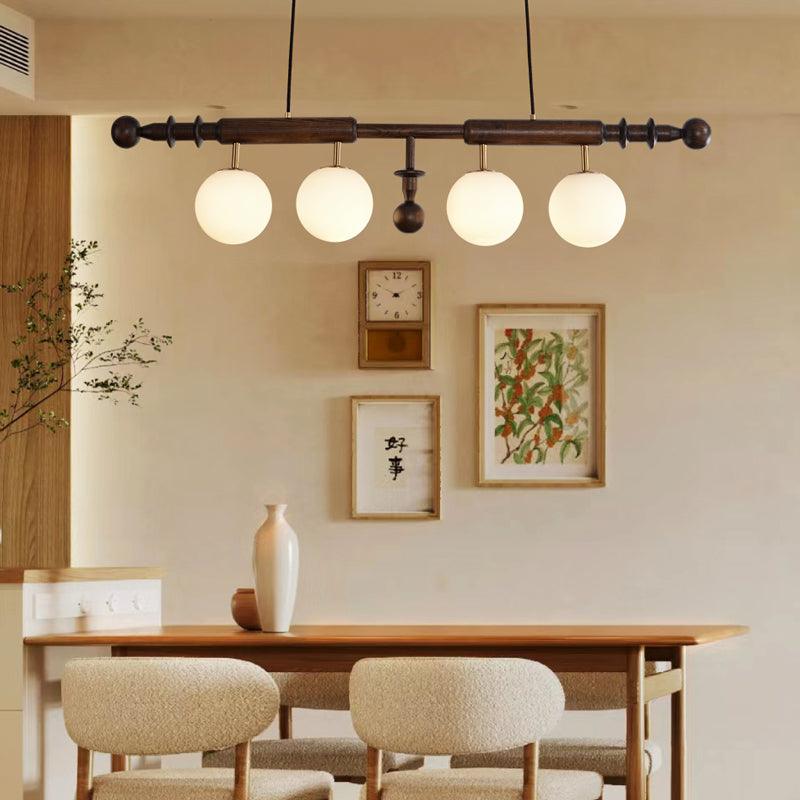 Lustra Chandelier Roman Column Walnut Wood Glass - Image 4