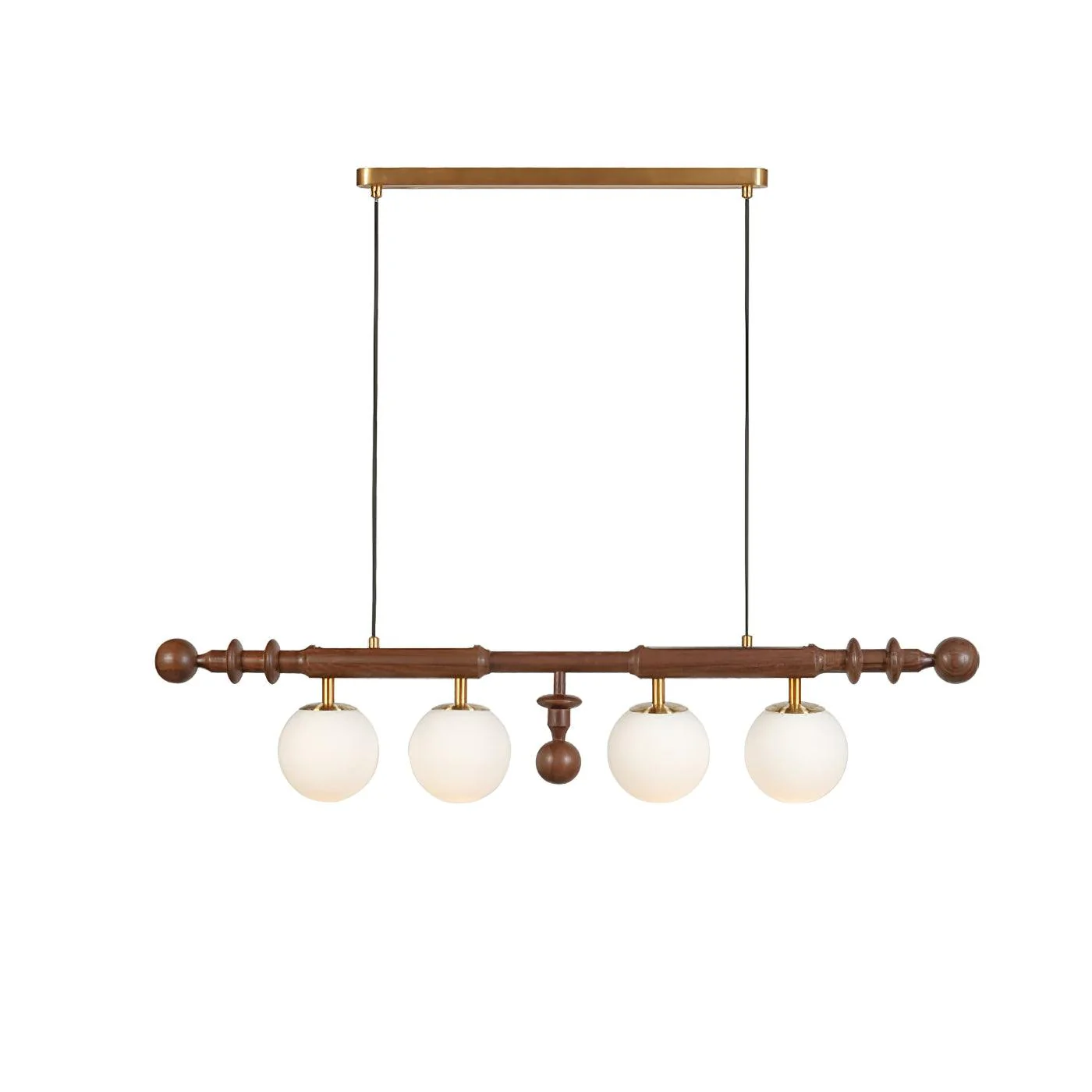 Lustra Chandelier Roman Column Walnut Wood Glass - Image 8