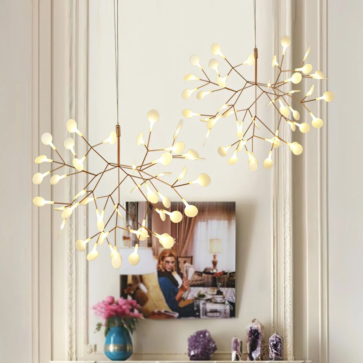 Lustra Chandelier Rose Gold Firefly LED Branch - Image 3