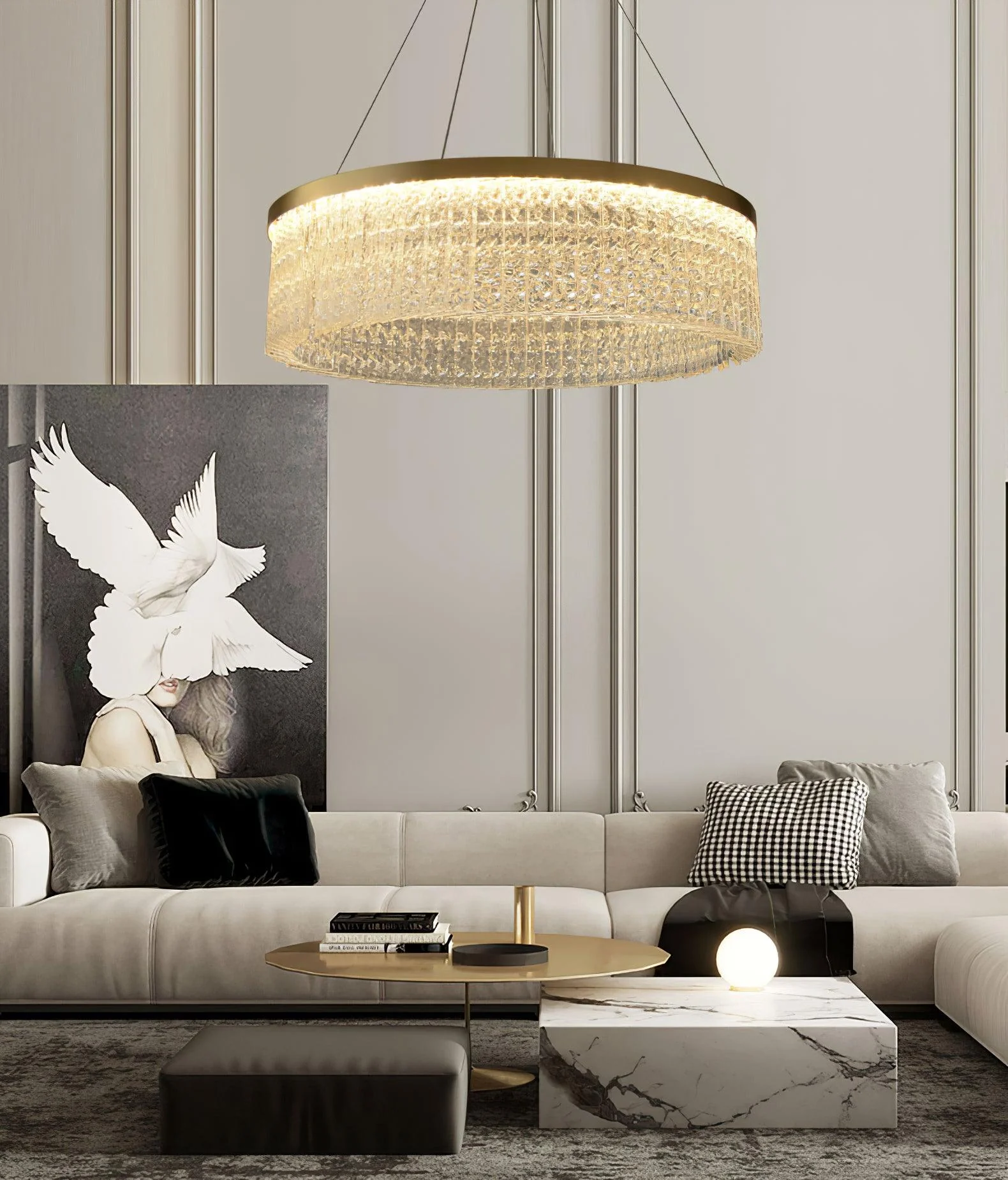 Lustra Chandelier Round Halo Crystal - Image 12