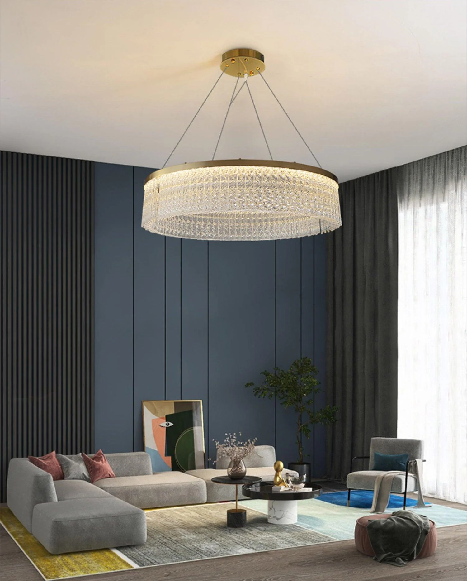 Lustra Chandelier Round Halo Crystal - Image 18