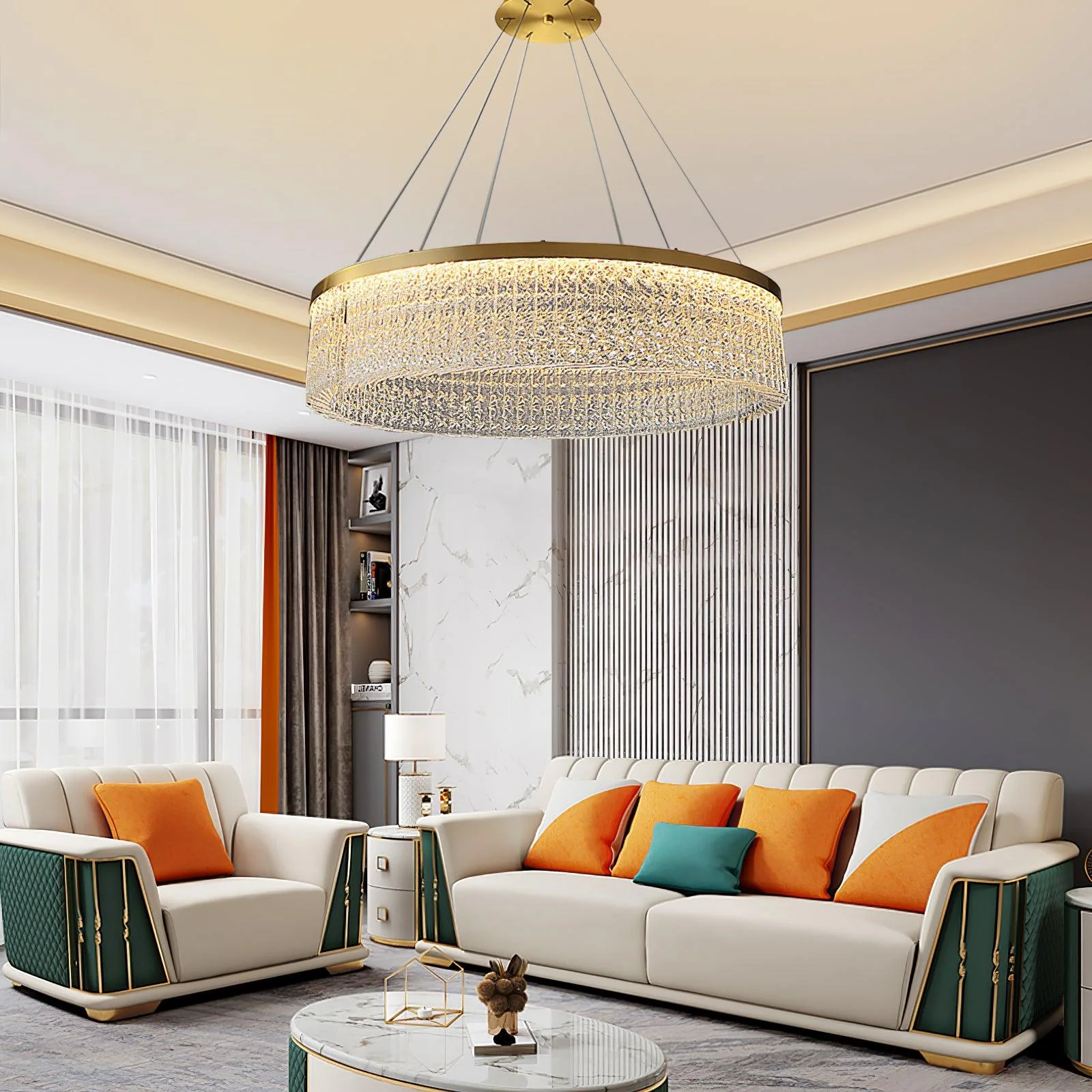 Lustra Chandelier Round Halo Crystal - Image 4