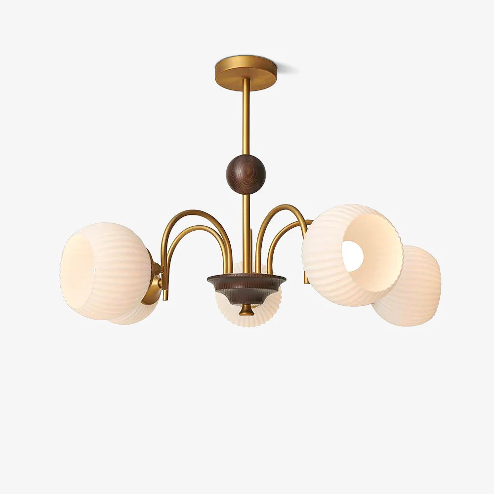 Lustra Chandelier Sculptural Glass Ribbed with Iron
