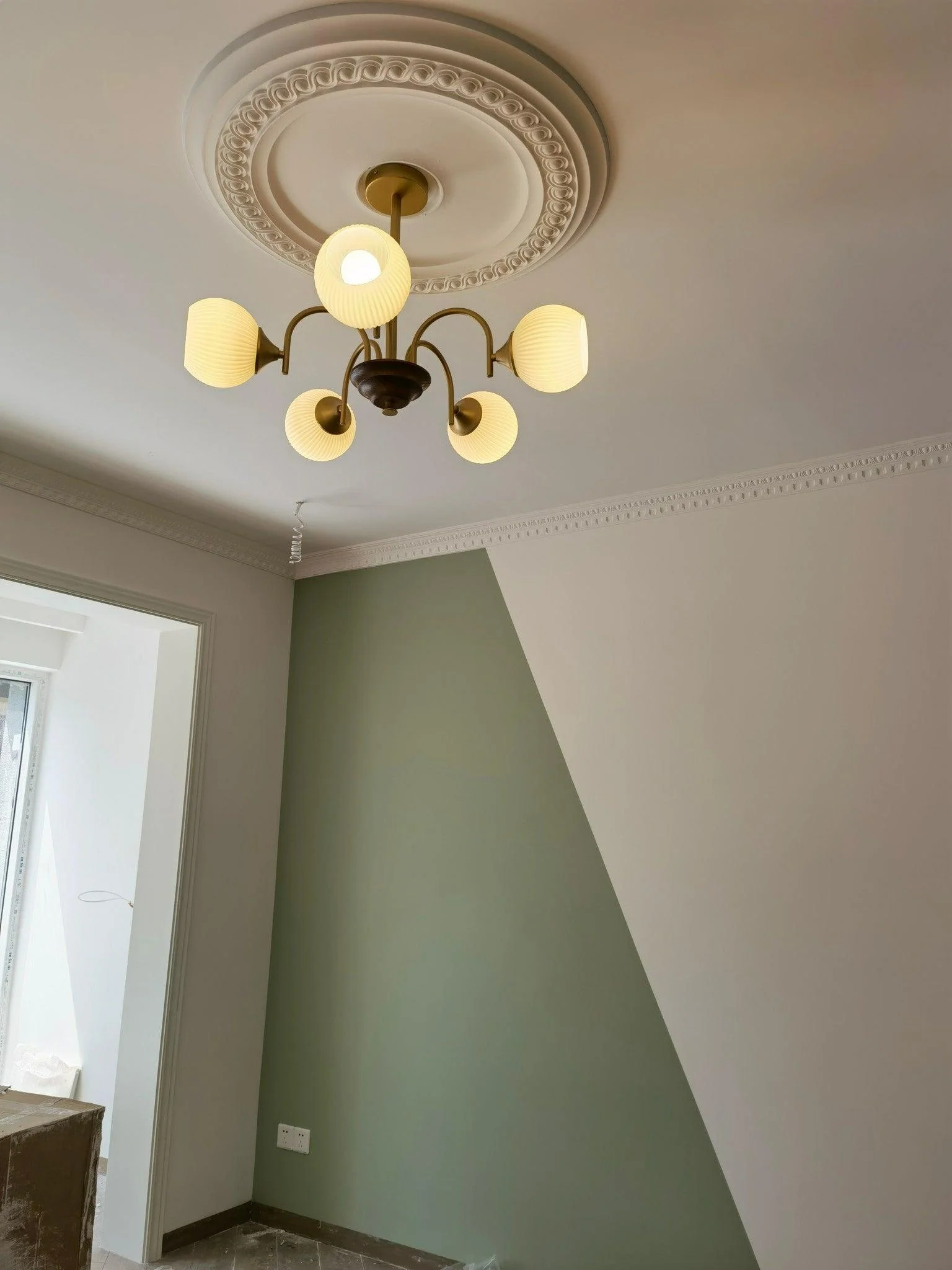 Lustra Chandelier Sculptural Glass Ribbed with Iron - Image 14