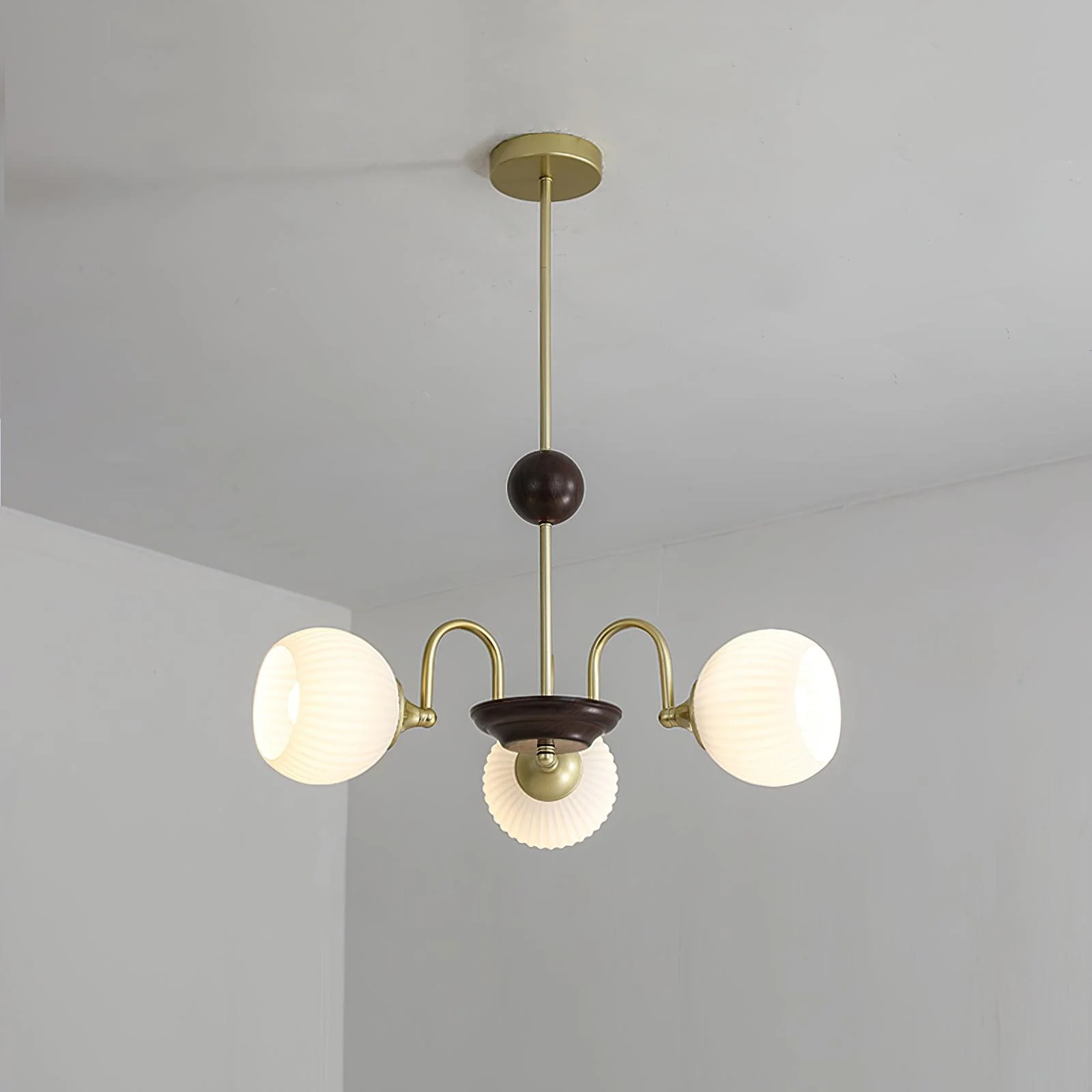 Lustra Chandelier Sculptural Glass Ribbed with Iron - Image 32