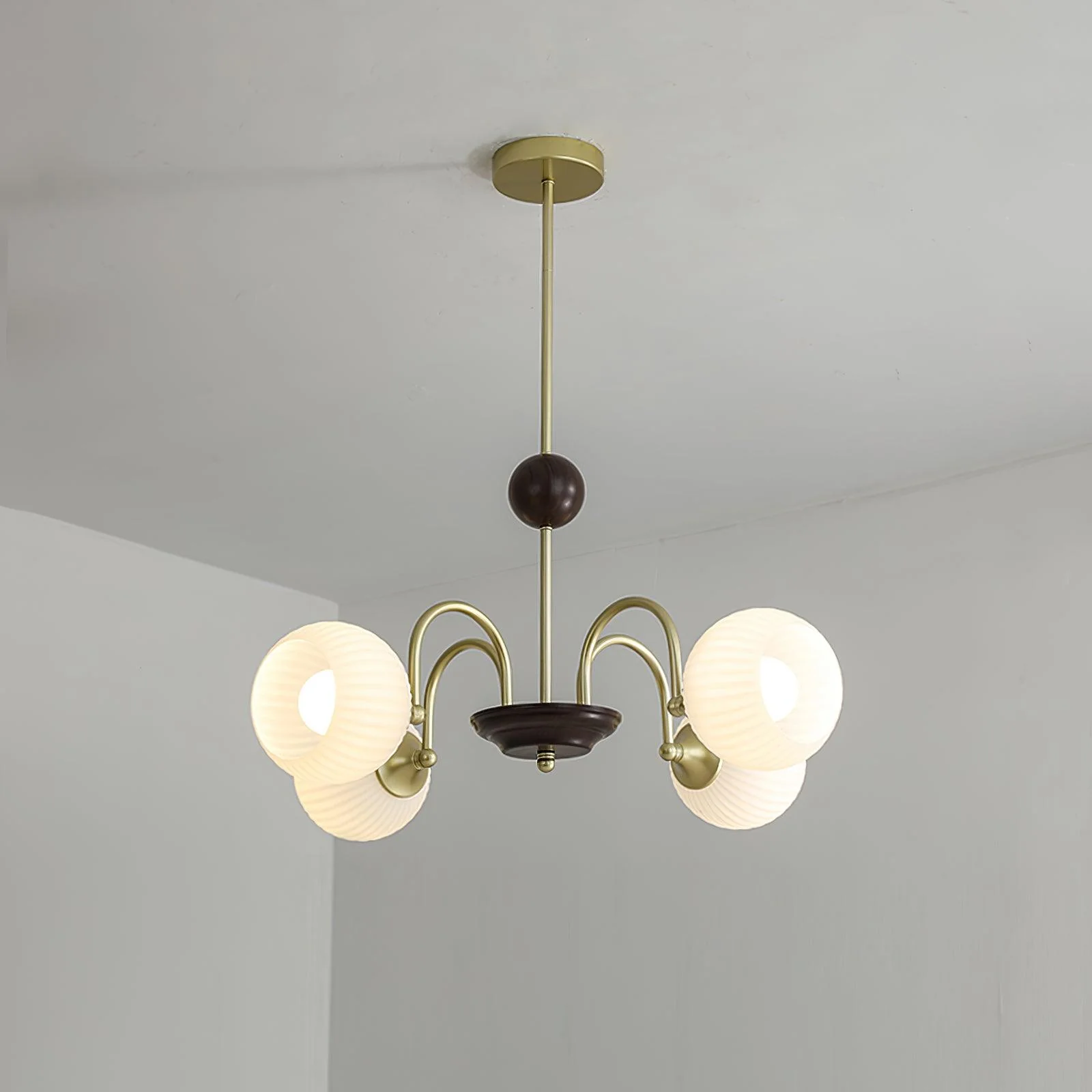 Lustra Chandelier Sculptural Glass Ribbed with Iron - Image 33