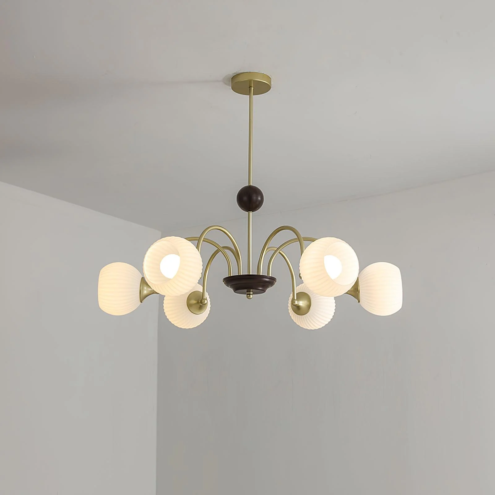 Lustra Chandelier Sculptural Glass Ribbed with Iron - Image 36