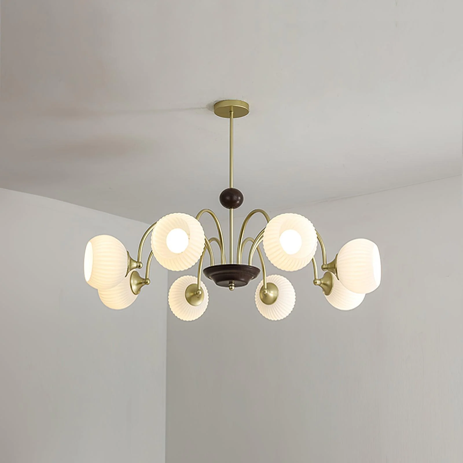 Lustra Chandelier Sculptural Glass Ribbed with Iron - Image 37