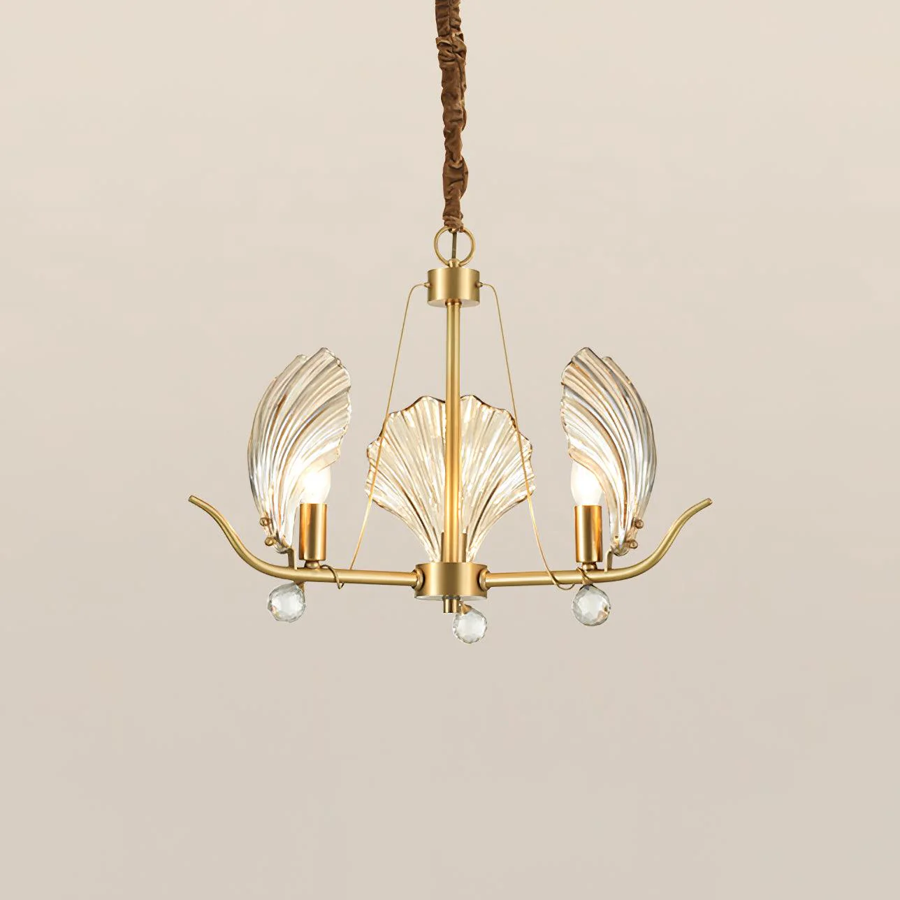 Lustra Chandelier Shell Crystal Leaf Copper - Image 11