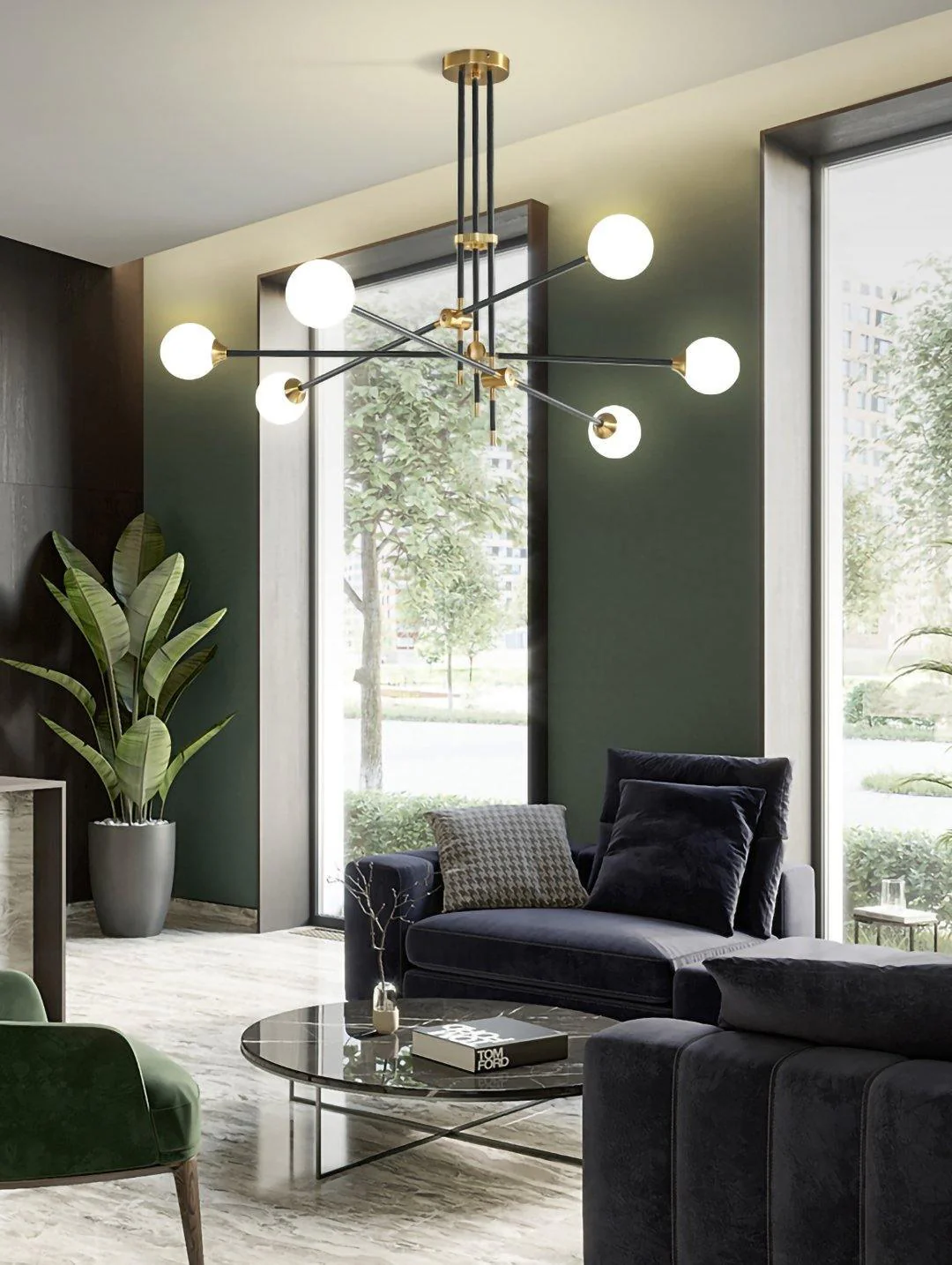 Lustra Chandelier SI Brass Glass Globe - Image 10