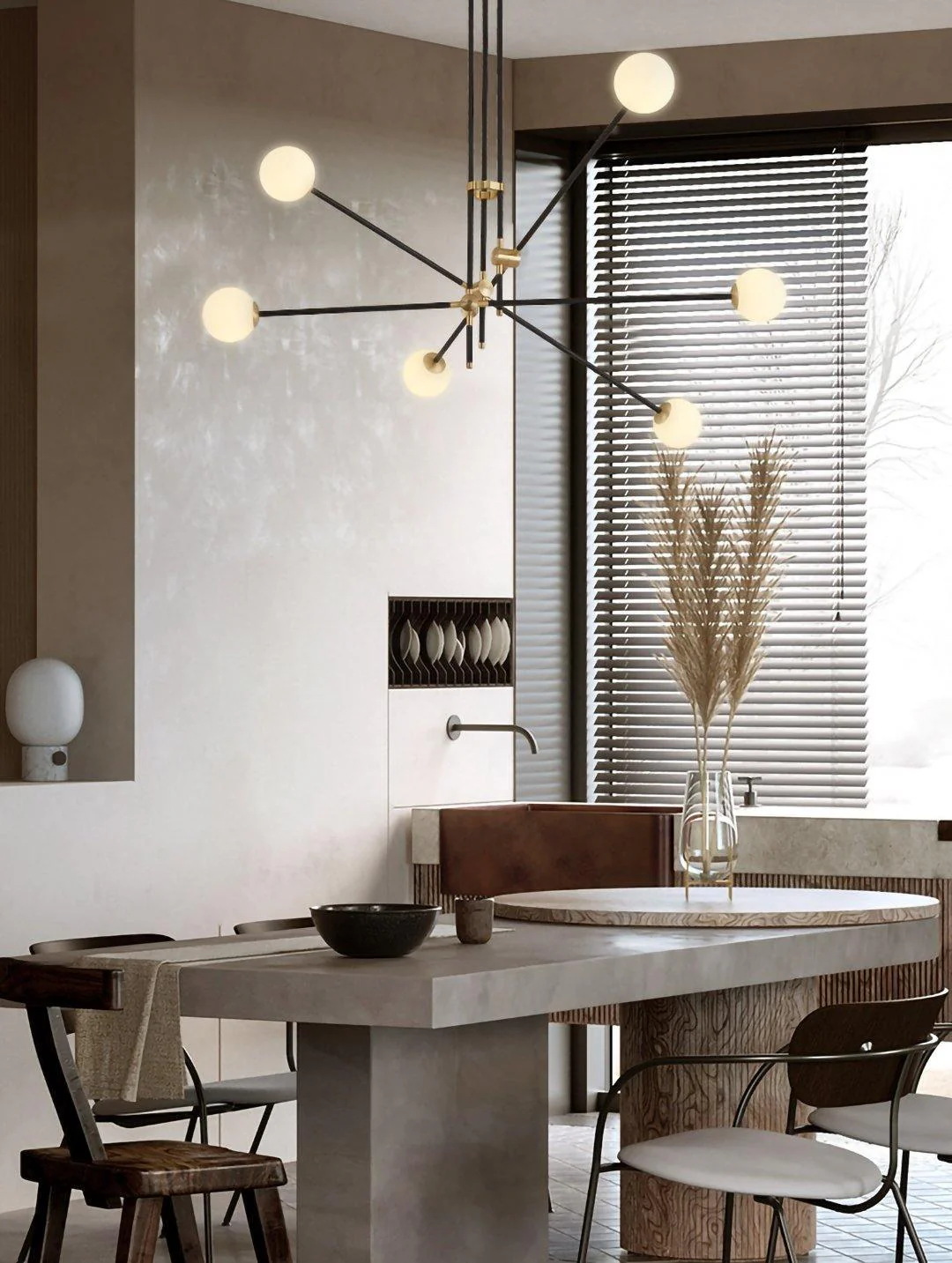 Lustra Chandelier SI Brass Glass Globe - Image 12