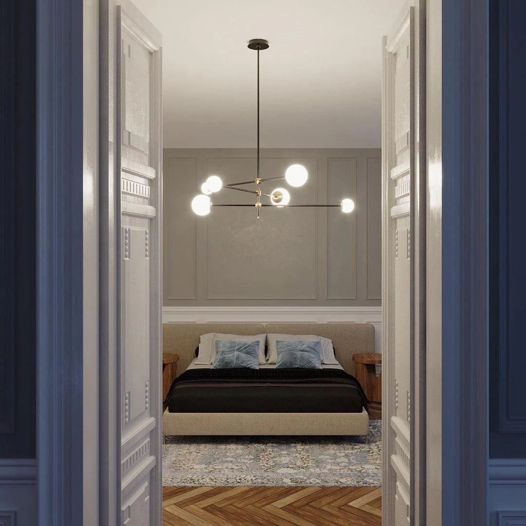 Lustra Chandelier SI Brass Glass Globe - Image 22