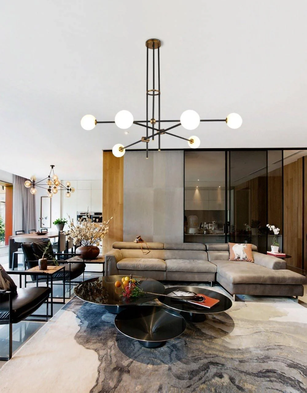 Lustra Chandelier SI Brass Glass Globe - Image 23