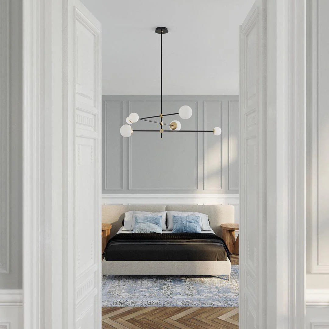 Lustra Chandelier SI Brass Glass Globe - Image 24