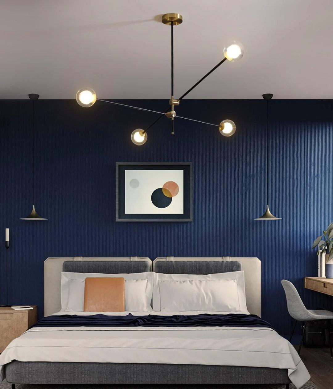 Lustra Chandelier SI Brass Glass Globe - Image 3
