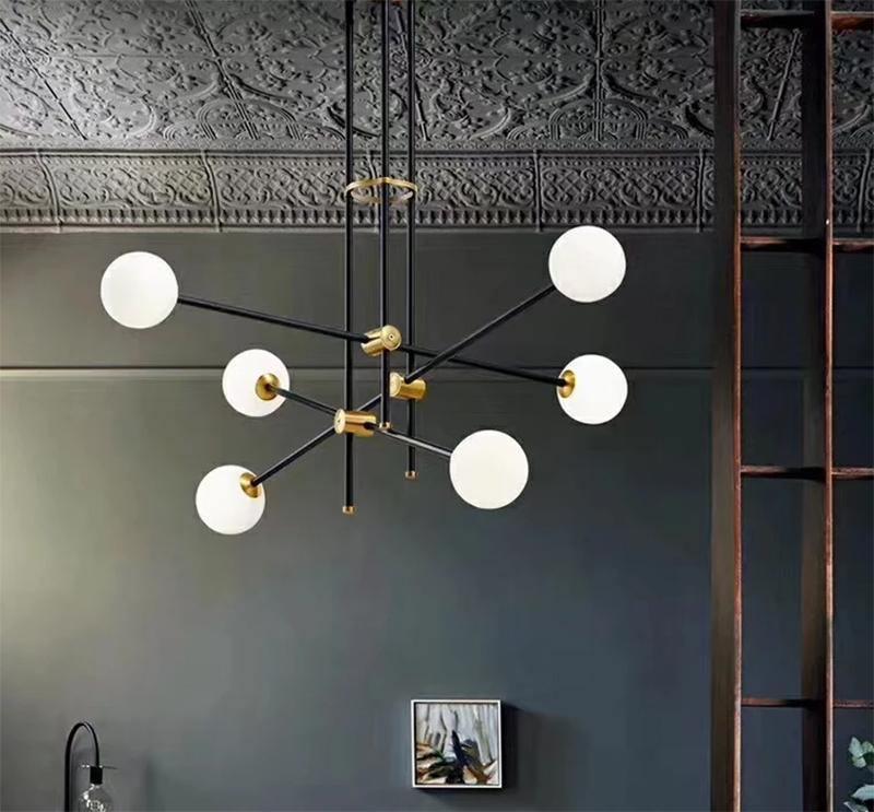Lustra Chandelier SI Brass Glass Globe - Image 34