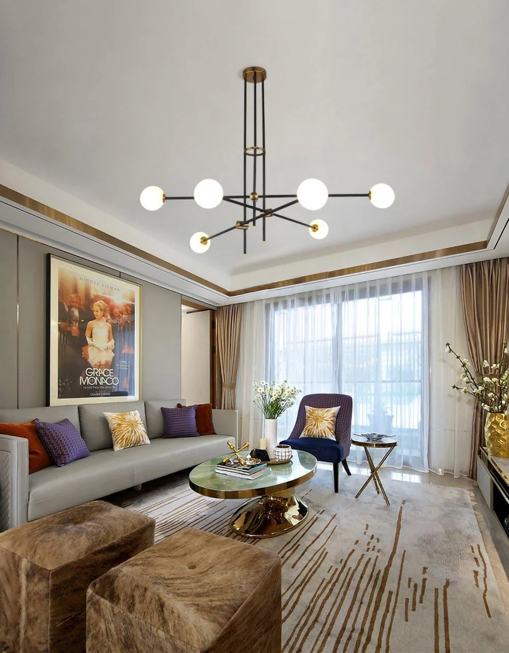 Lustra Chandelier SI Brass Glass Globe - Image 55