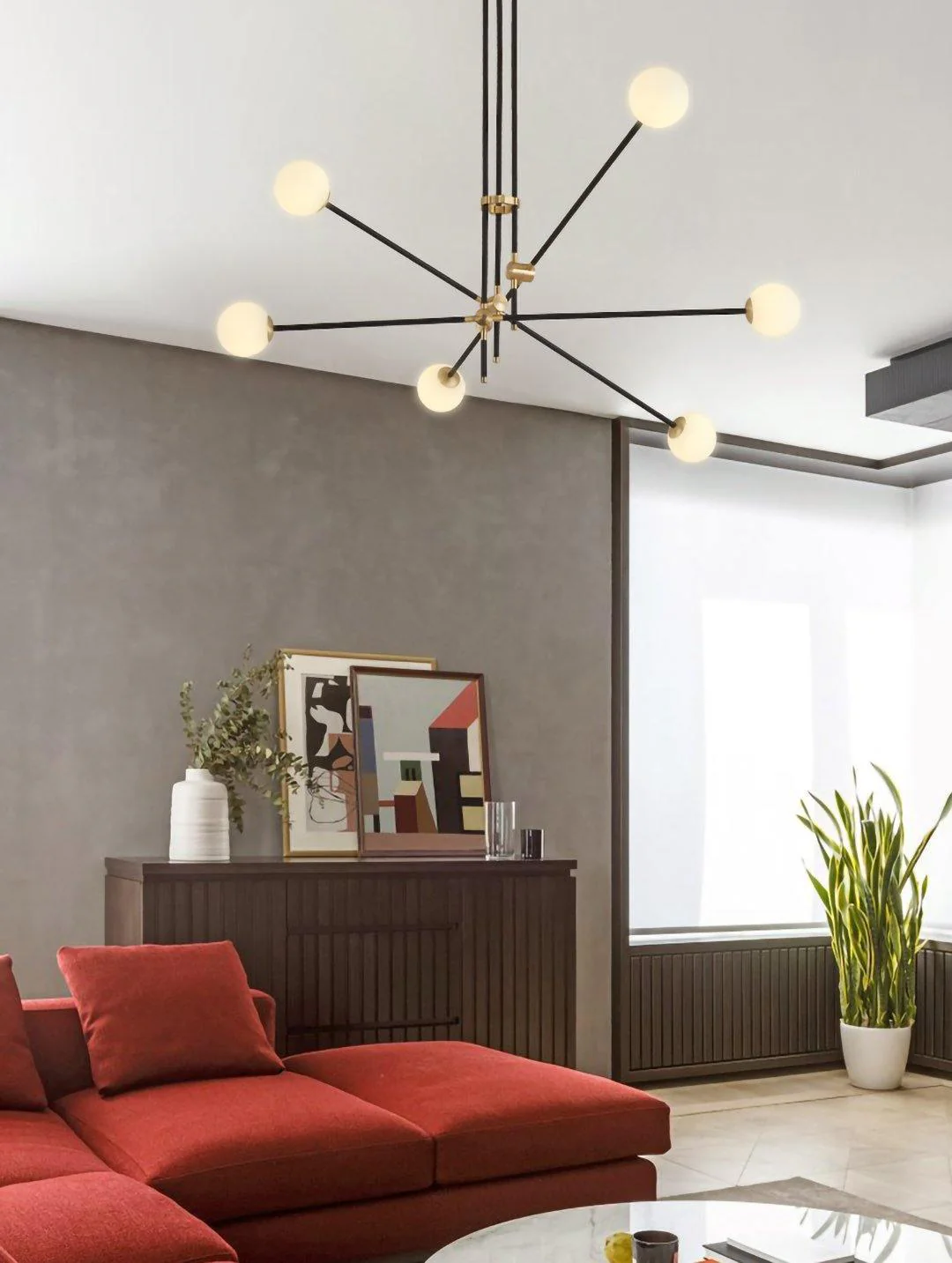 Lustra Chandelier SI Brass Glass Globe - Image 6