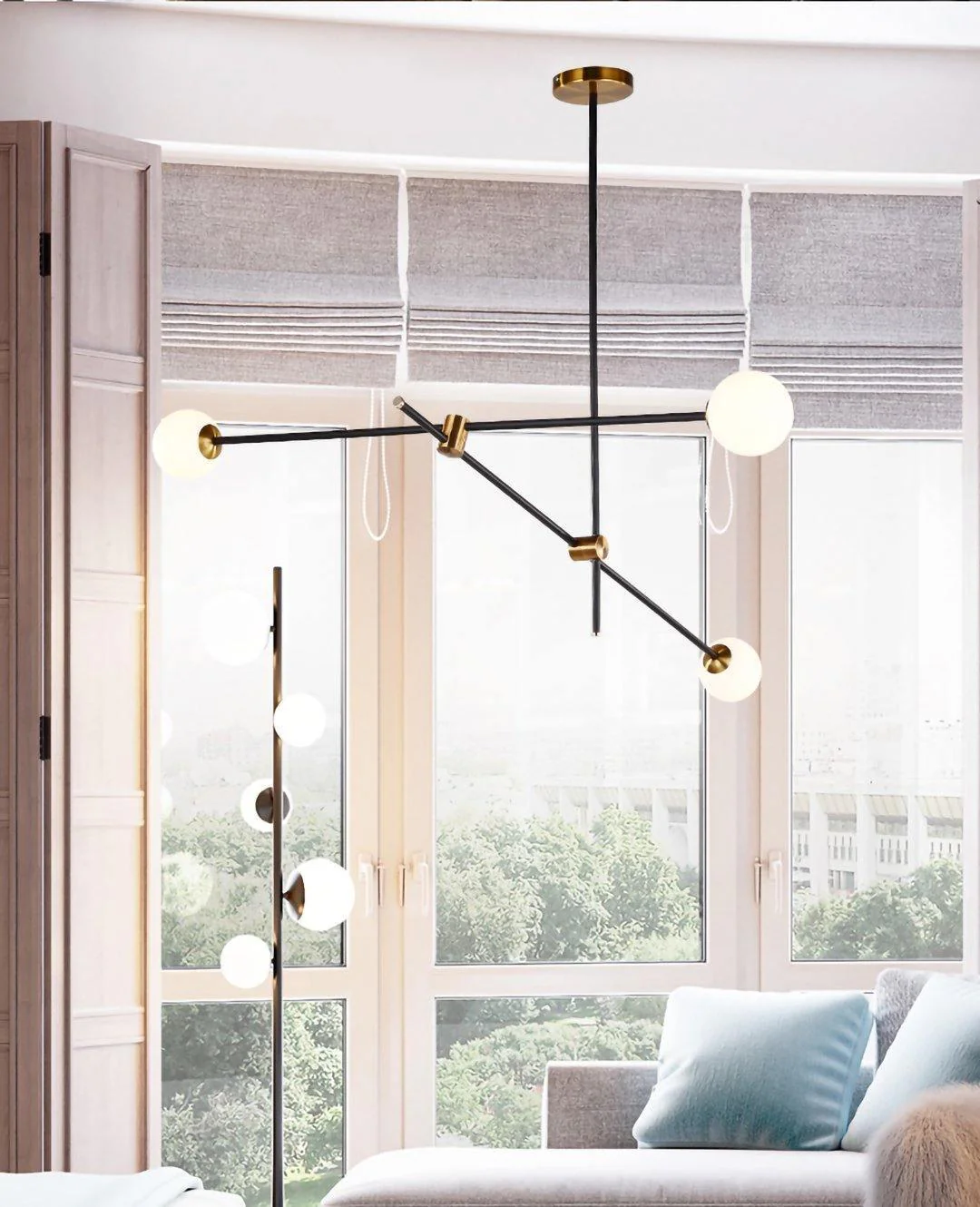 Lustra Chandelier SI Brass Glass Globe - Image 9