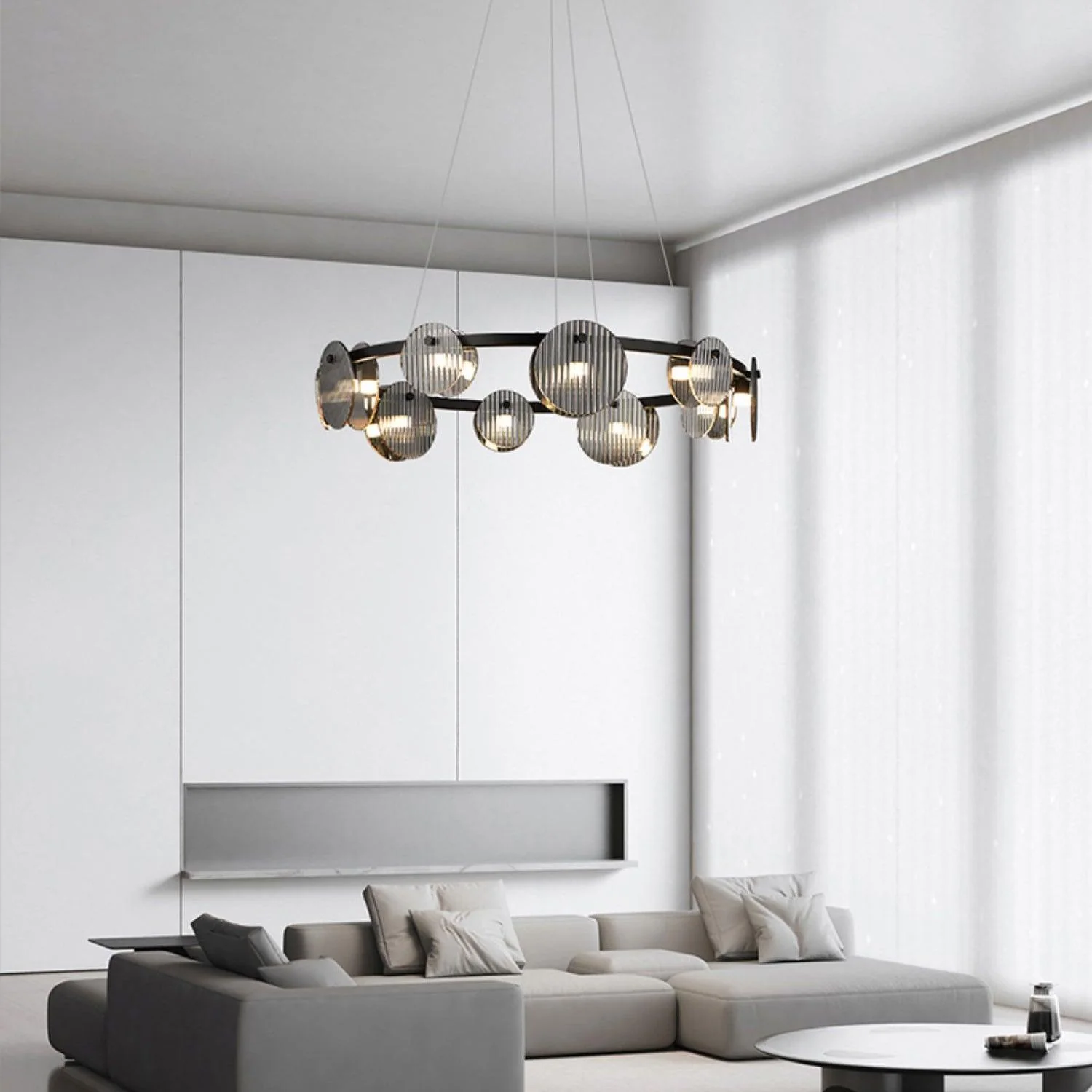 Lustra Chandelier Smoked Glass and Black - Image 3