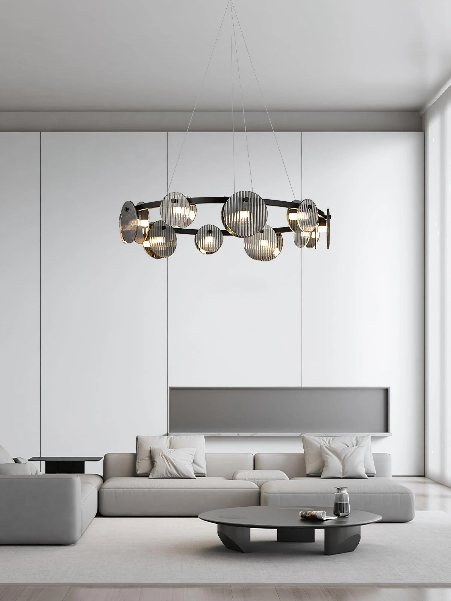 Lustra Chandelier Smoked Glass and Black - Image 5