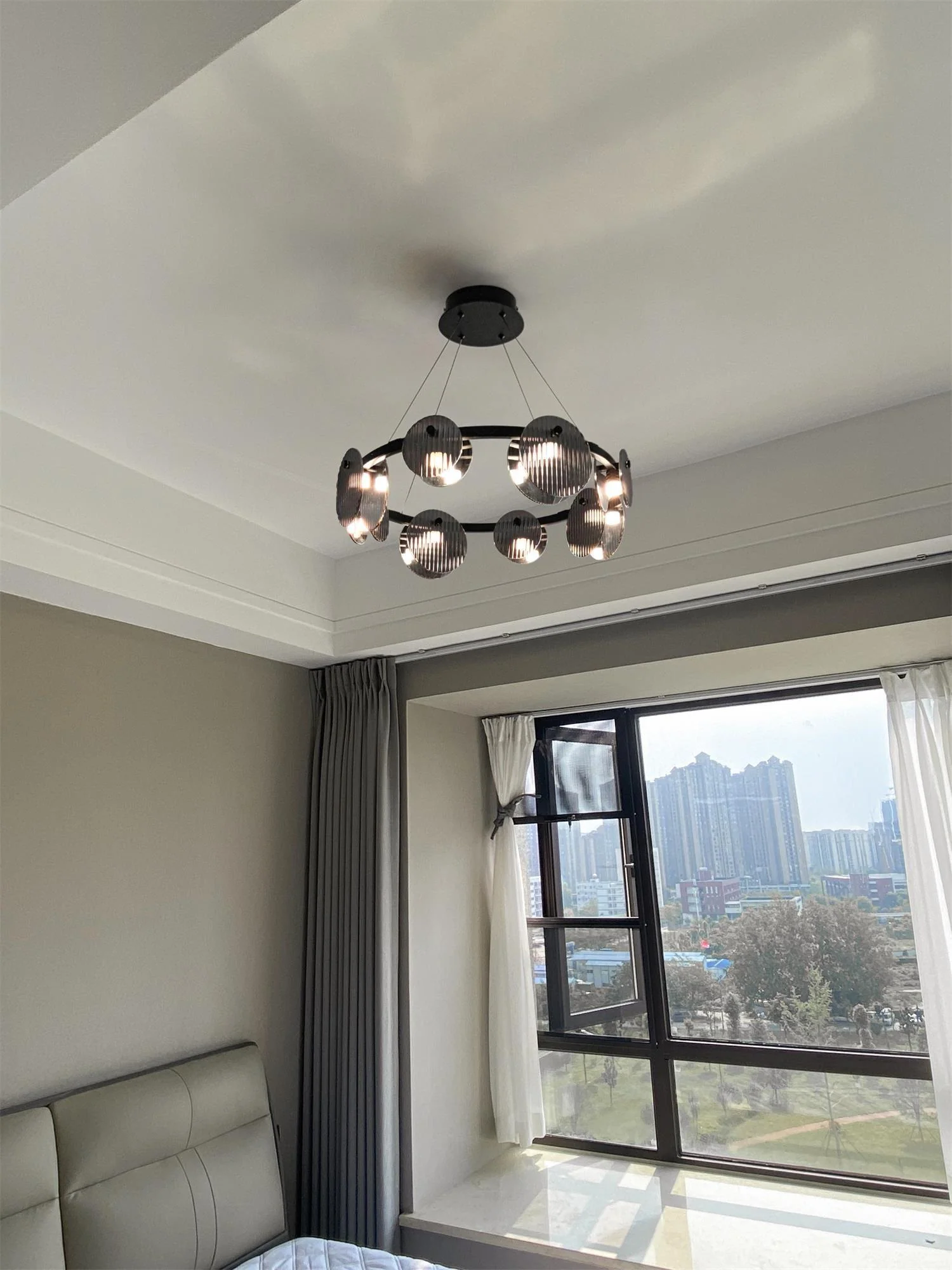 Lustra Chandelier Smoked Glass and Black - Image 7