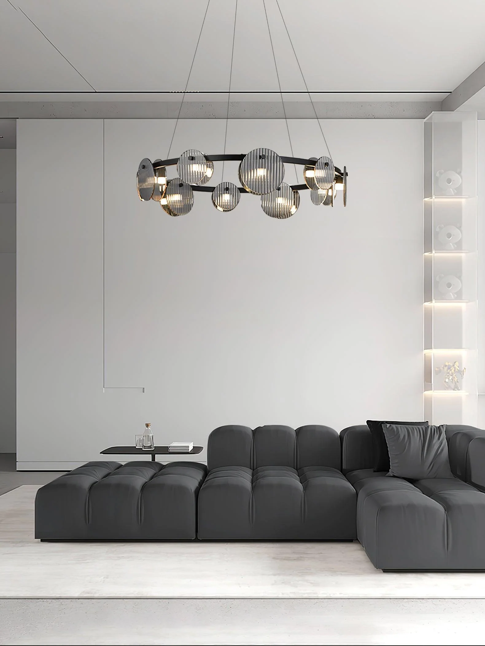 Lustra Chandelier Smoked Glass and Black - Image 8