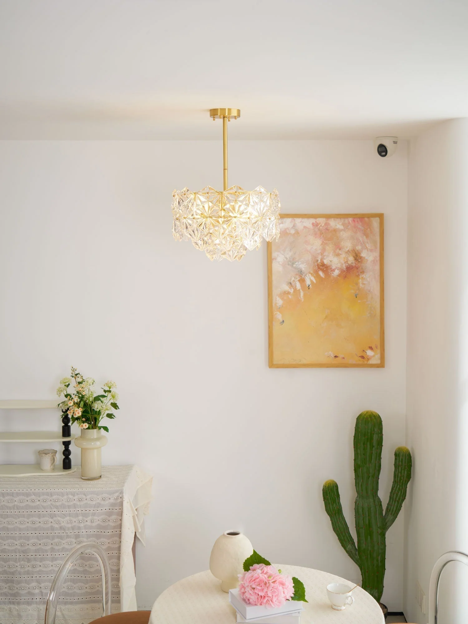 Lustra Chandelier Snowflake Glass Gold - Image 10