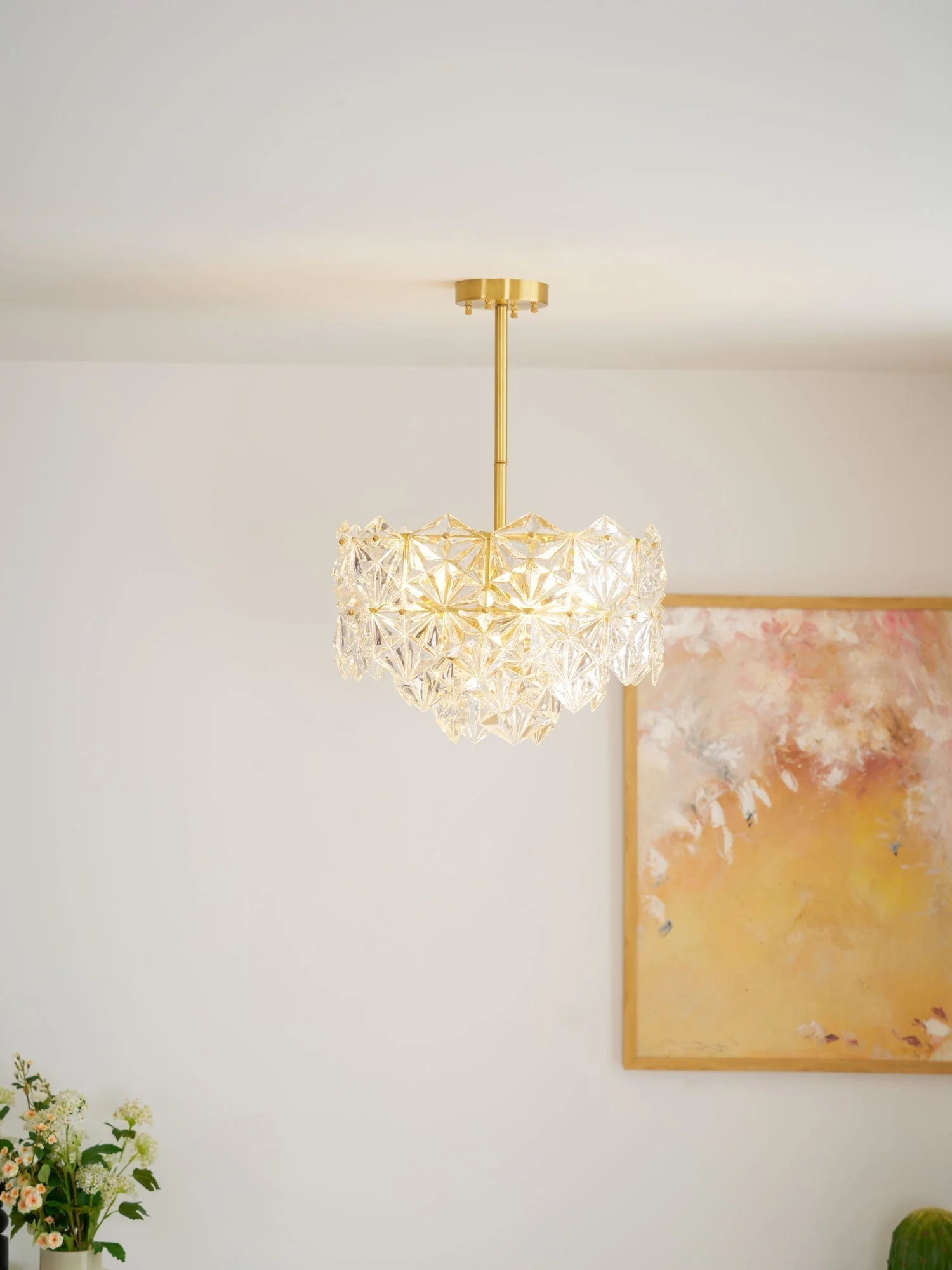 Lustra Chandelier Snowflake Glass Gold - Image 11