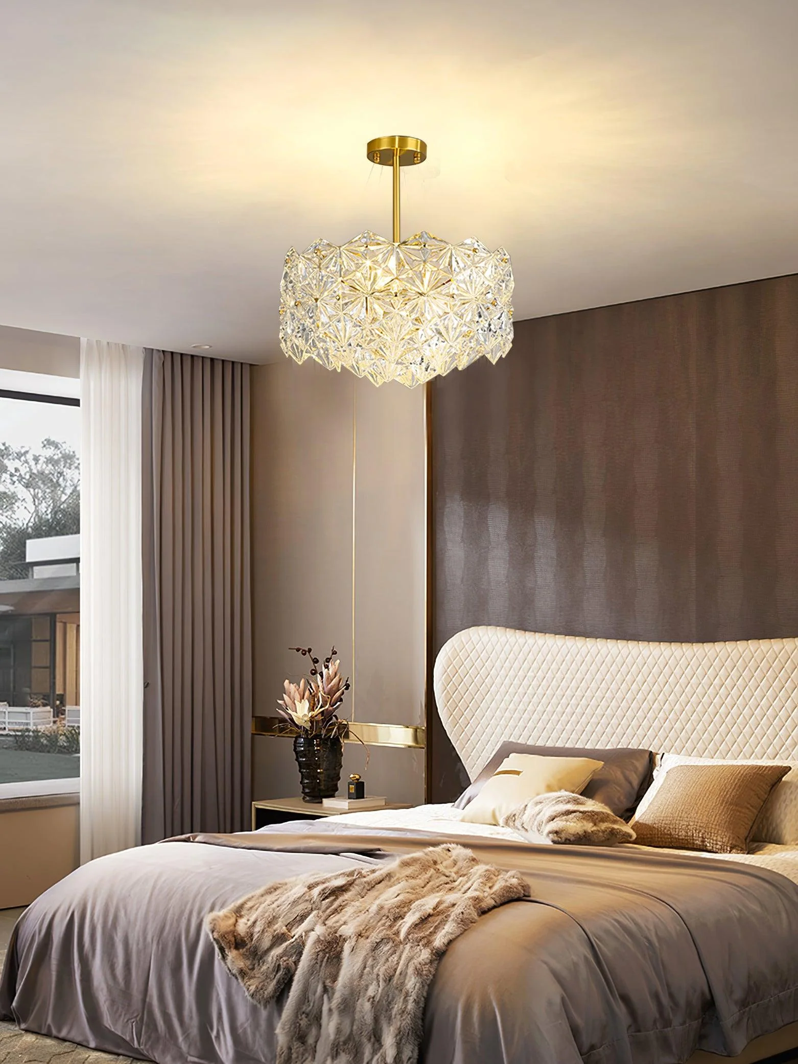 Lustra Chandelier Snowflake Glass Gold - Image 12
