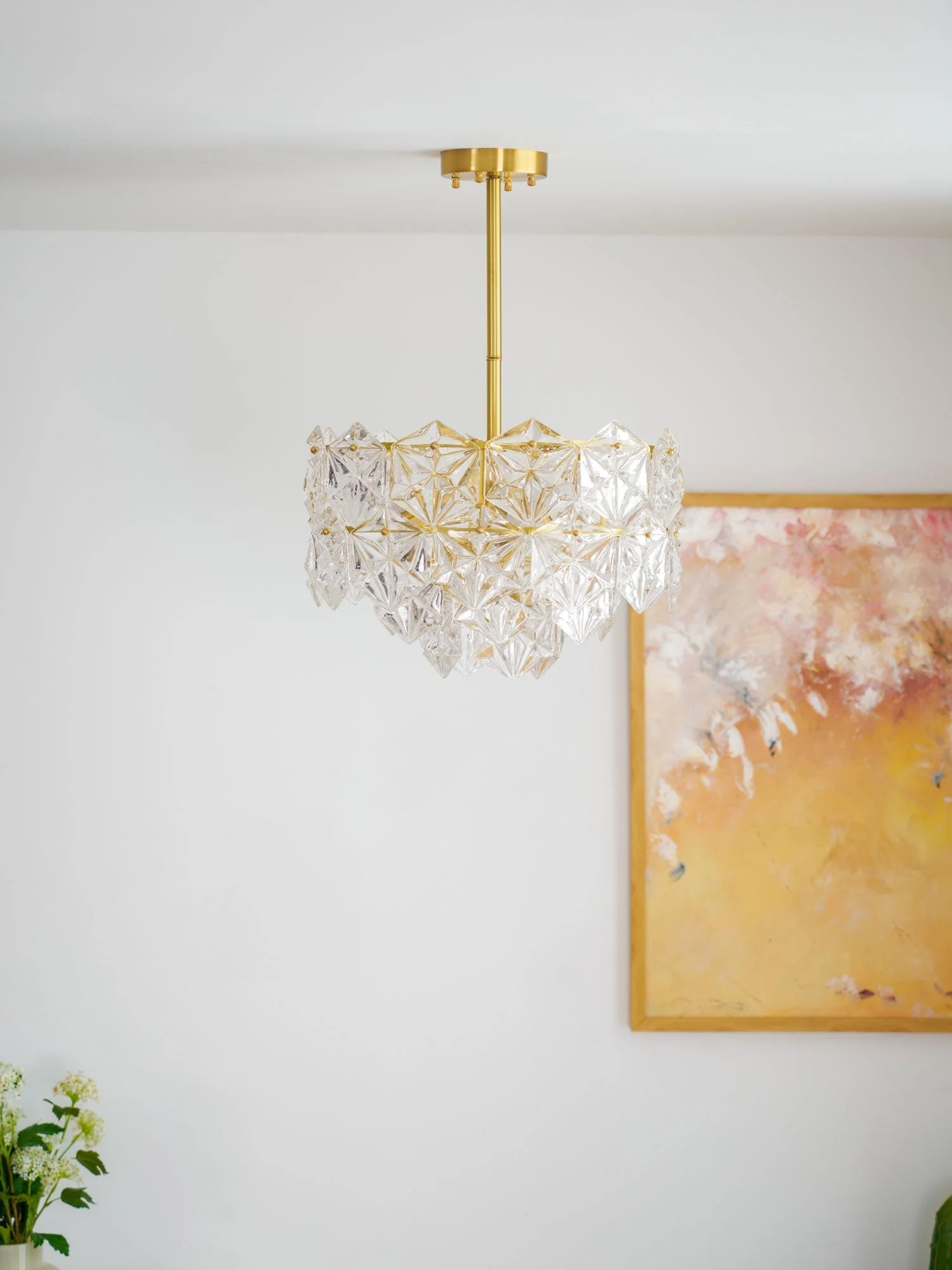 Lustra Chandelier Snowflake Glass Gold - Image 13