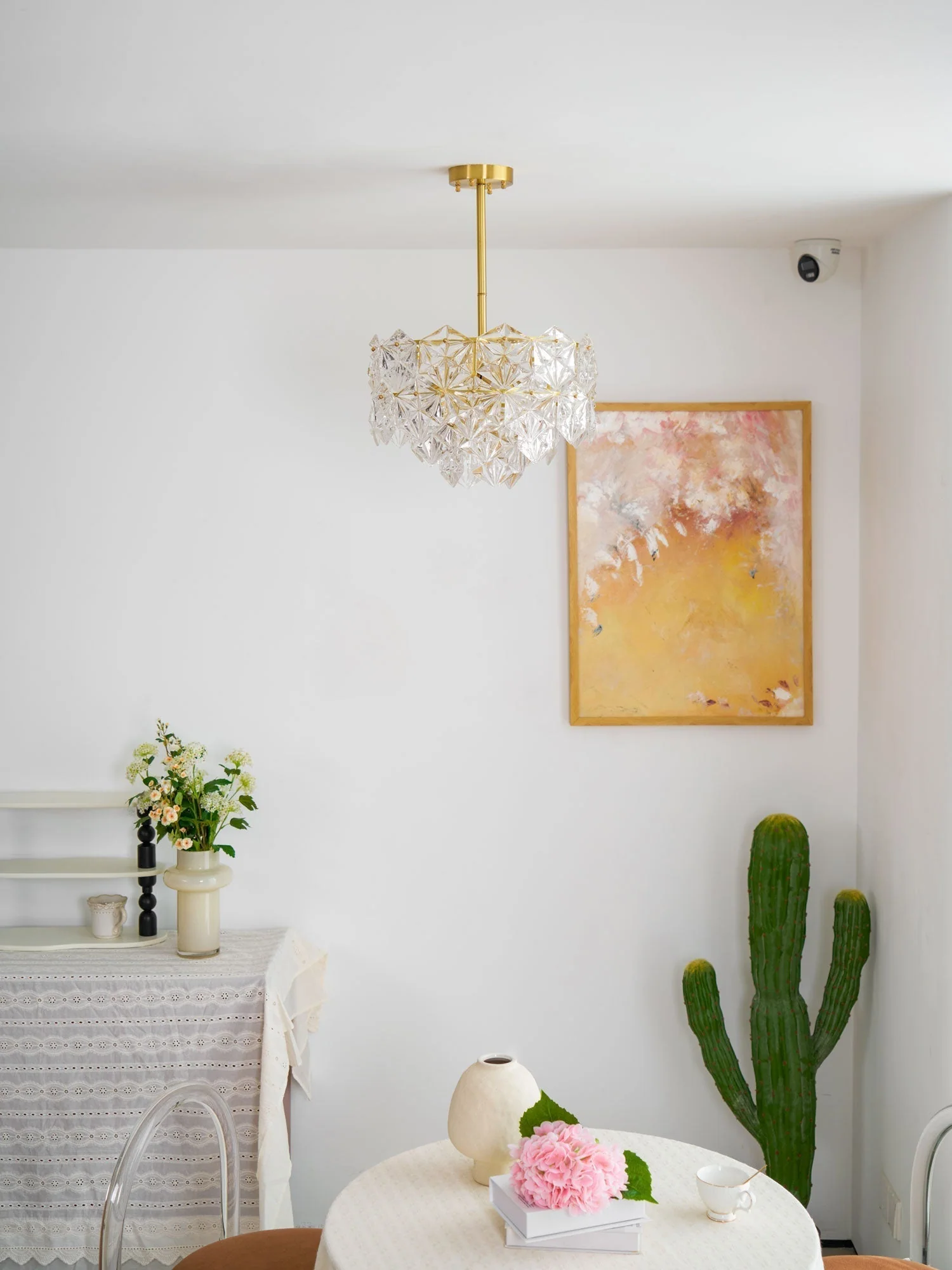 Lustra Chandelier Snowflake Glass Gold - Image 14