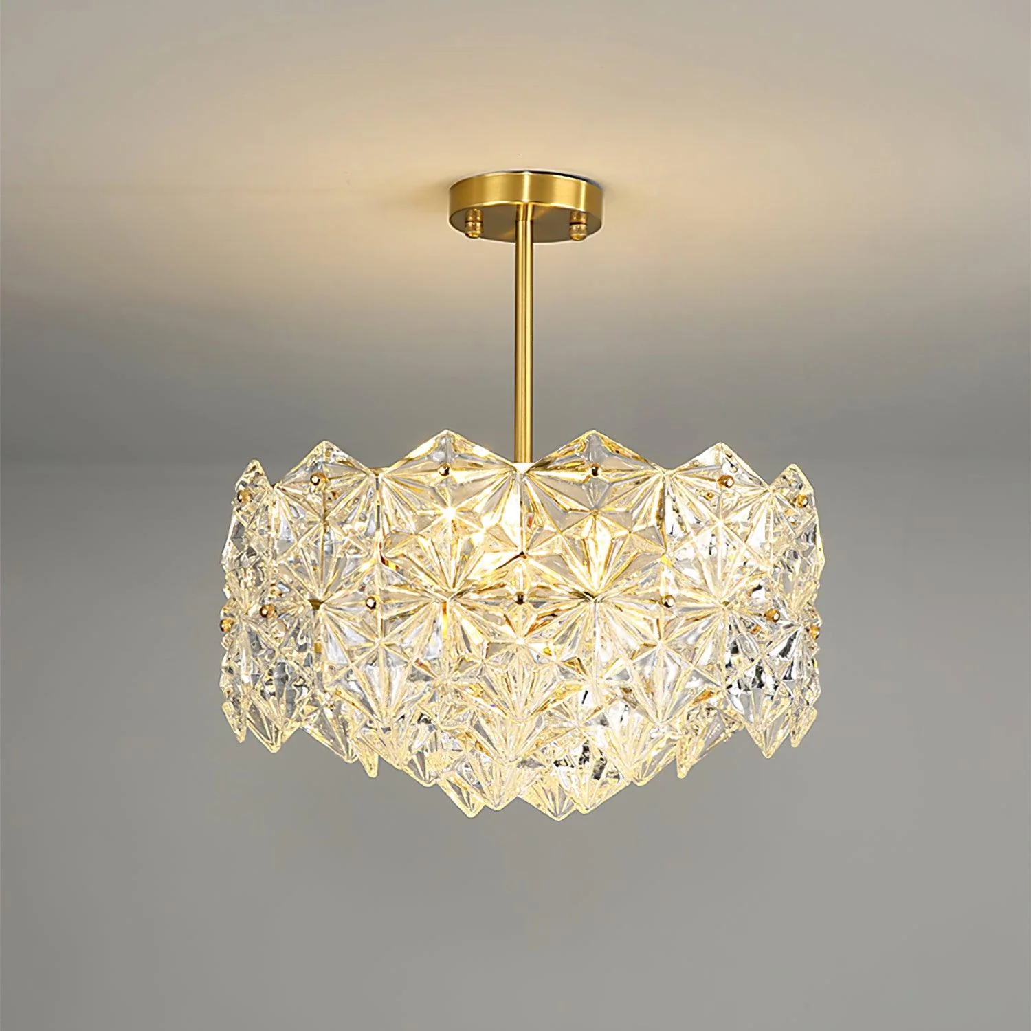 Lustra Chandelier Snowflake Glass Gold - Image 16