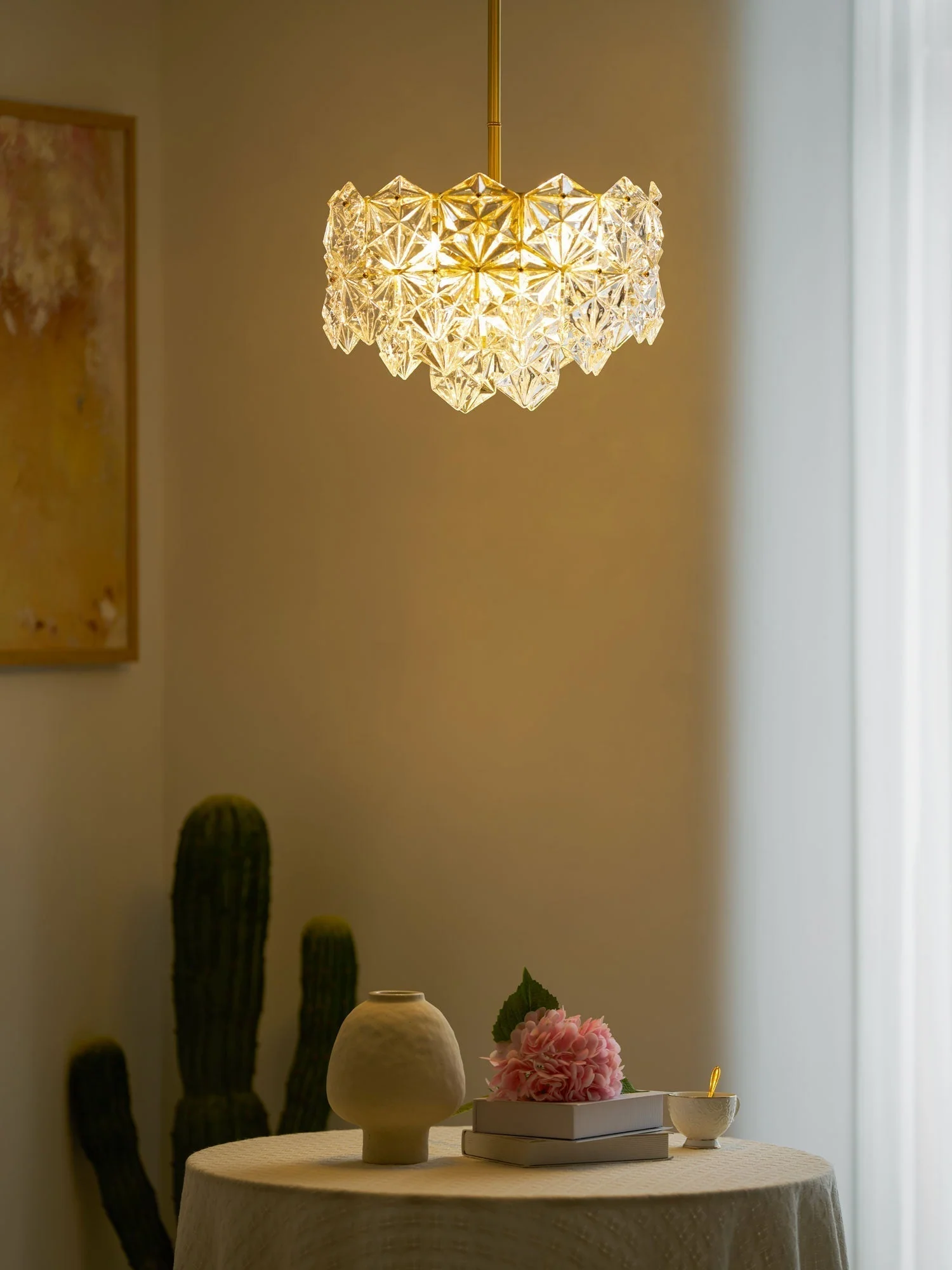 Lustra Chandelier Snowflake Glass Gold - Image 17